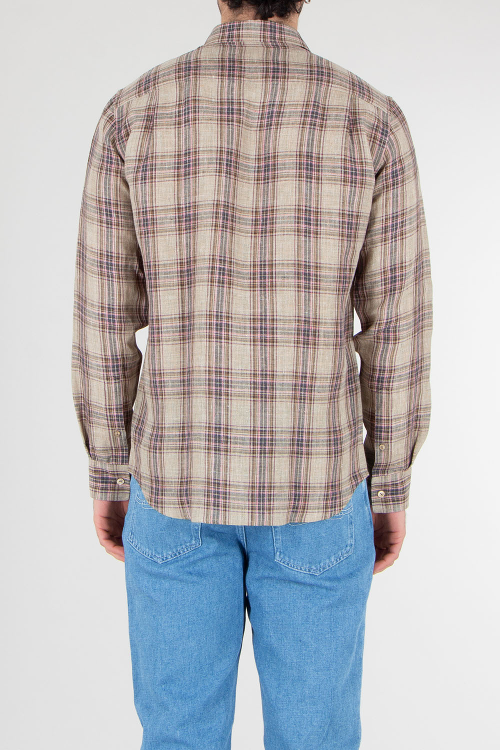 AGNONA Regular Fit Plaid Linen Shirt