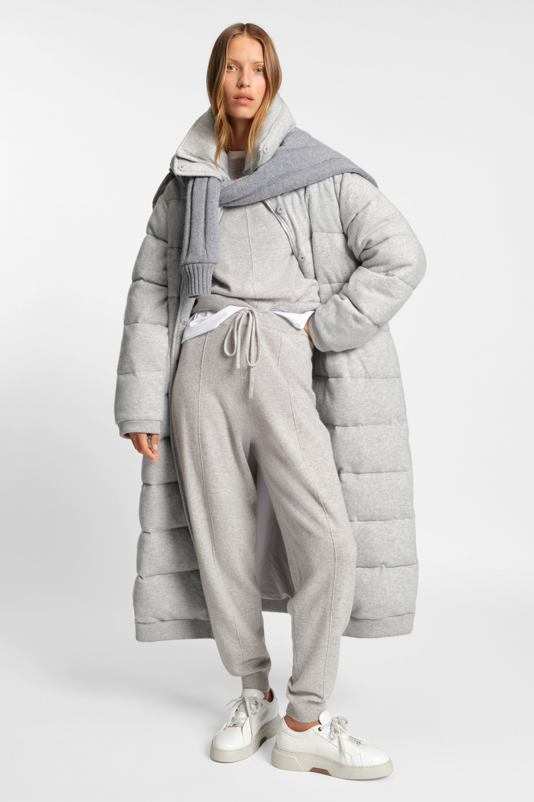 BOSS Relaxed Fit Padded Virgin Wool-Cashmere Blend Knitted Coat Fuyork Modisch, Kleidung, Mantel, Pullover, Robe