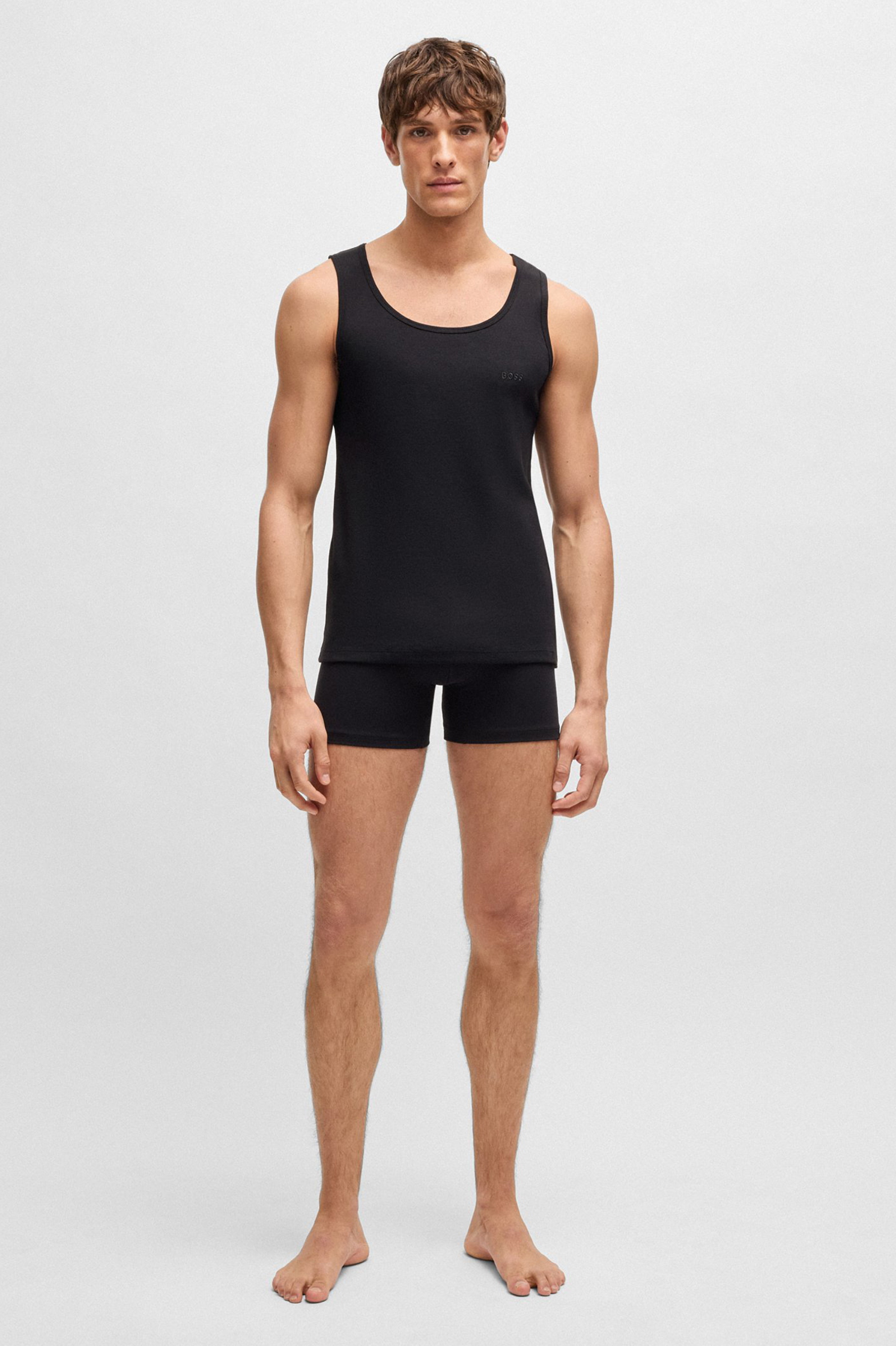 BOSS 3-Pack Regular Fit Ribbed Cotton Tank Tops BOSS 3-Pack Regular Fit Ribbed Cotton Tank Tops