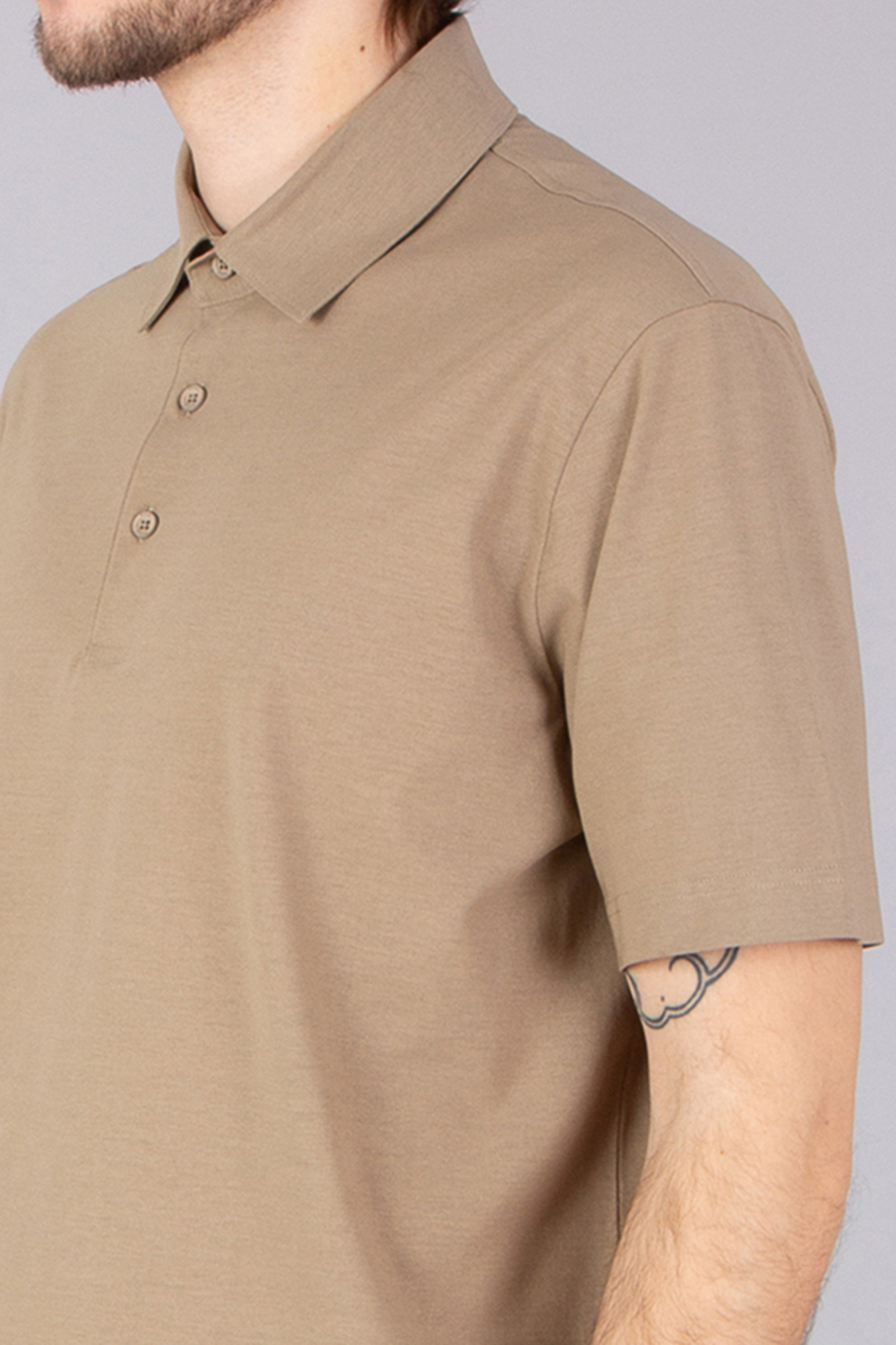 HERNO Regular Fit Voile Crêpe Jersey Polo Shirt HERNO Regular Fit Voile Crêpe Jersey Polo Shirt