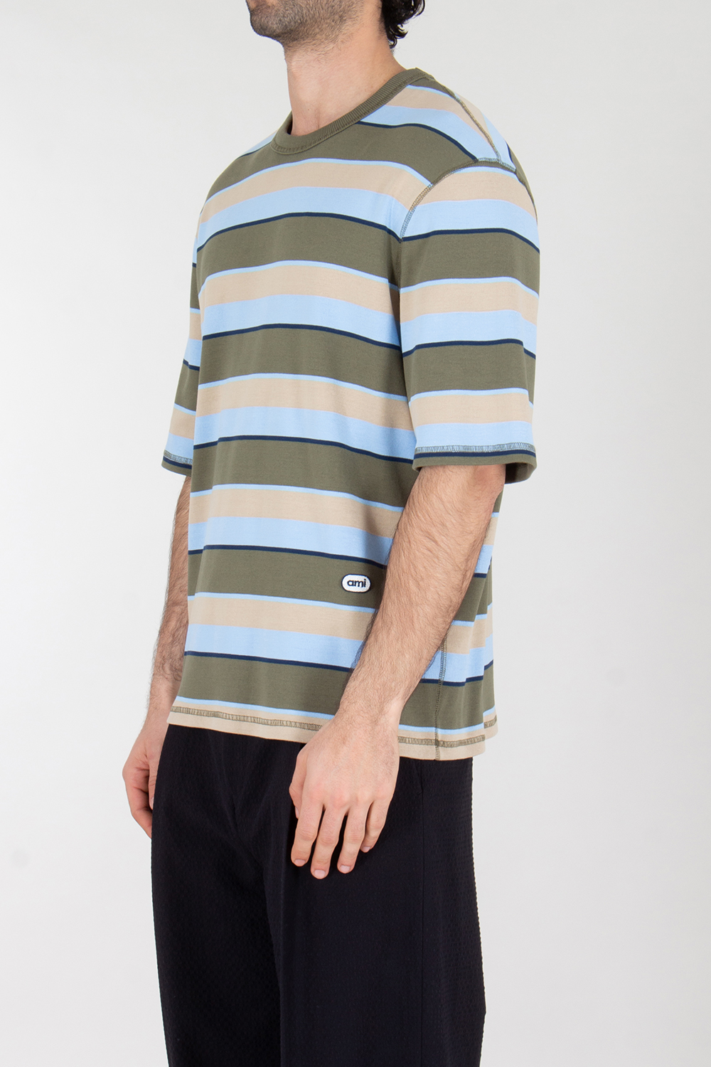 AMI PARIS Oversized Striped Cotton T-Shirt