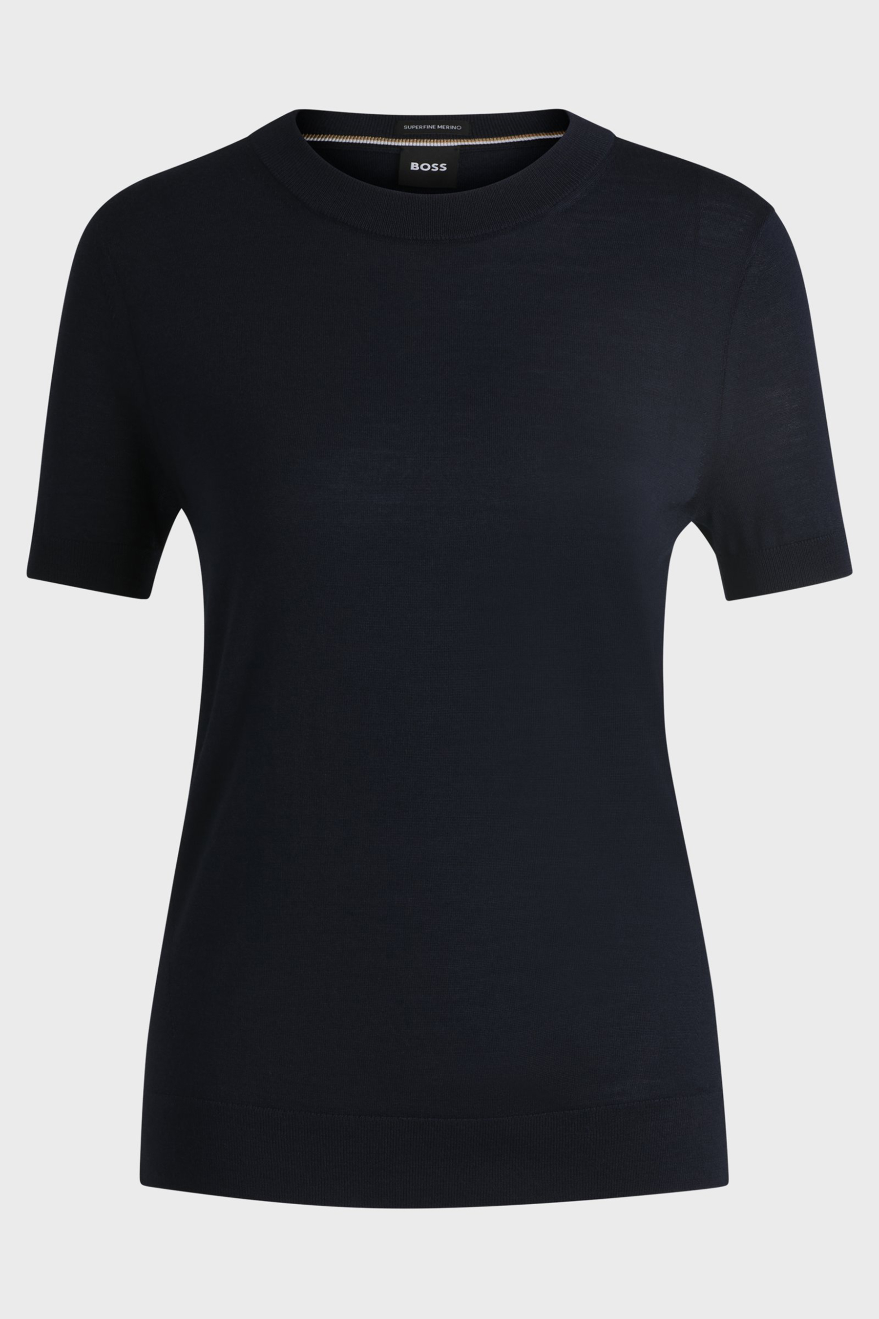 BOSS Regular Fit Virgin Wool Knit T-Shirt Falyssiasi Bekleidung, T-shirt, Ärmel
