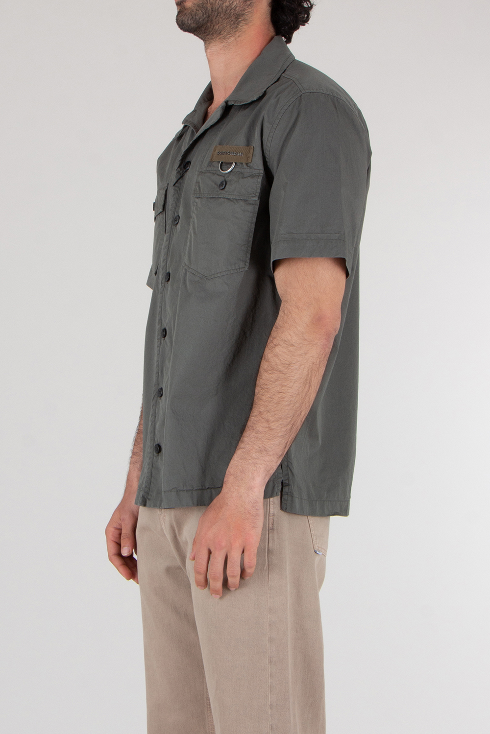 DOLCE & GABBANA Relaxed Fit  Short Sleeve Cotton Poplin Cargo Shirt