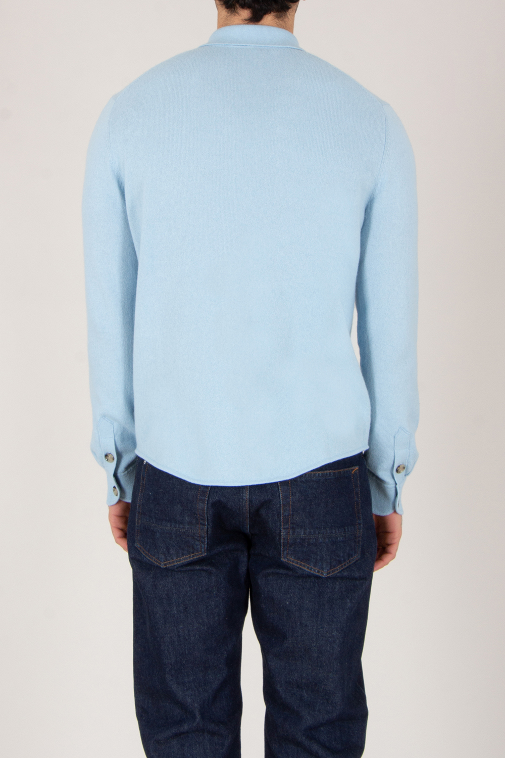 ALLUDE Regular Fit Cotton-Cashmere Blend Knit Shirt