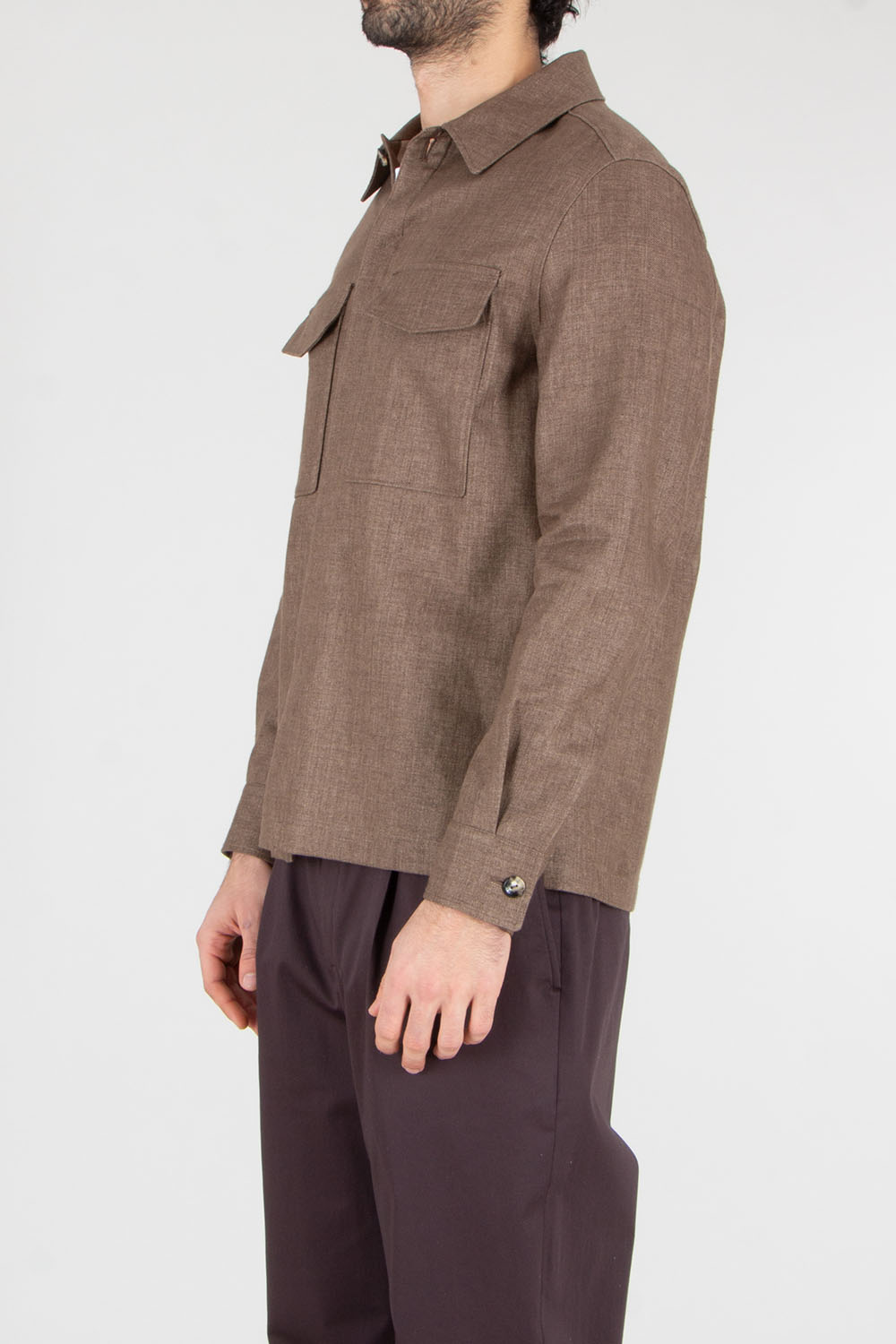AGNONA Regular Fit Linen Overshirt