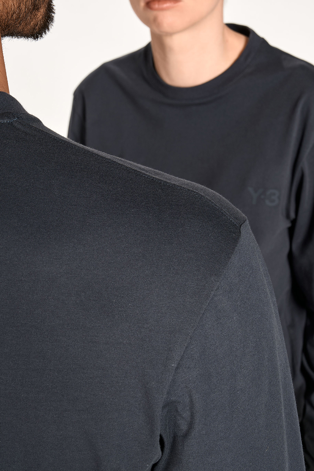 Y-3 Loose Fit Dip Effect Cotton Jersey Long-Sleeve T-Shirt