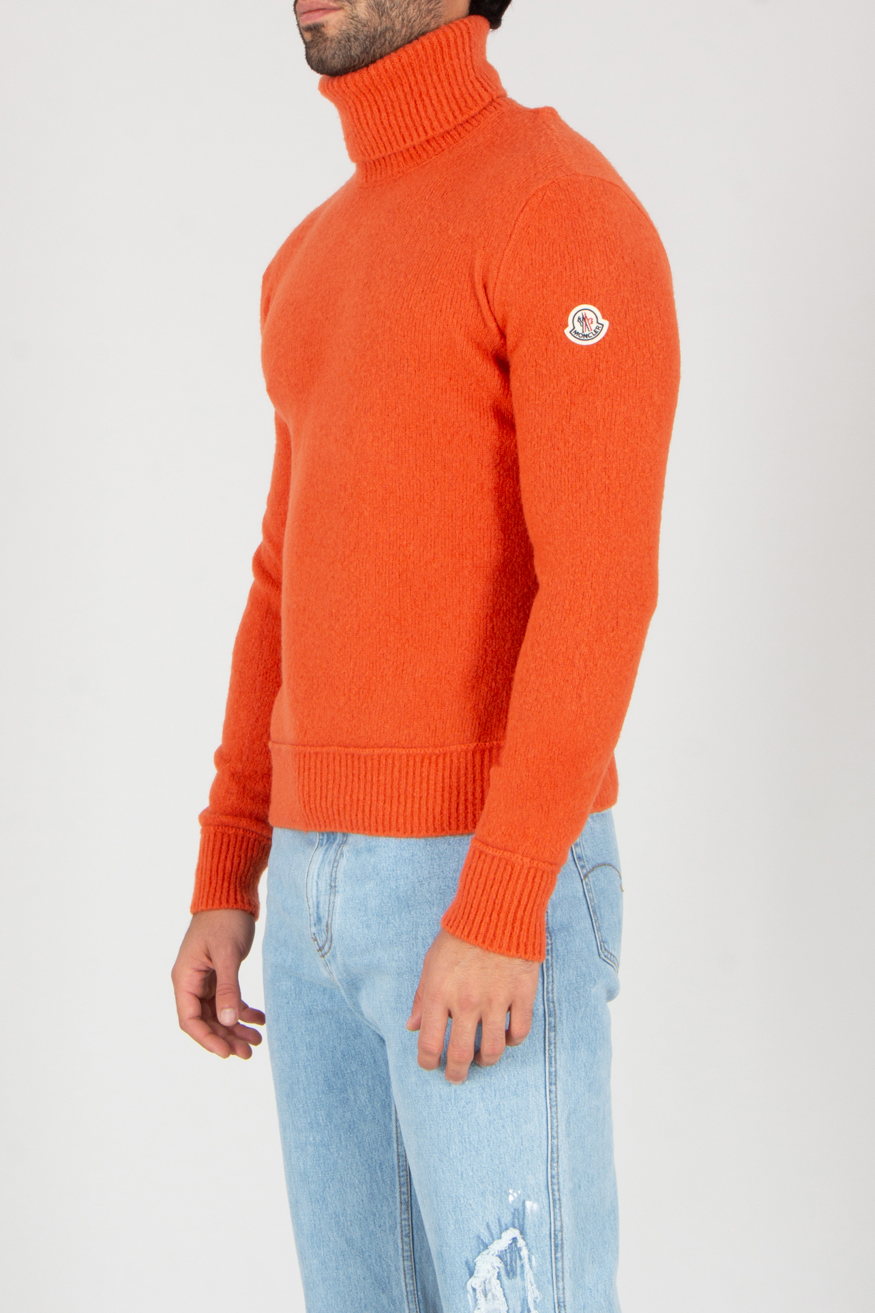 MONCLER Regular Fit Virgin Wool Blend Turtleneck Sweater