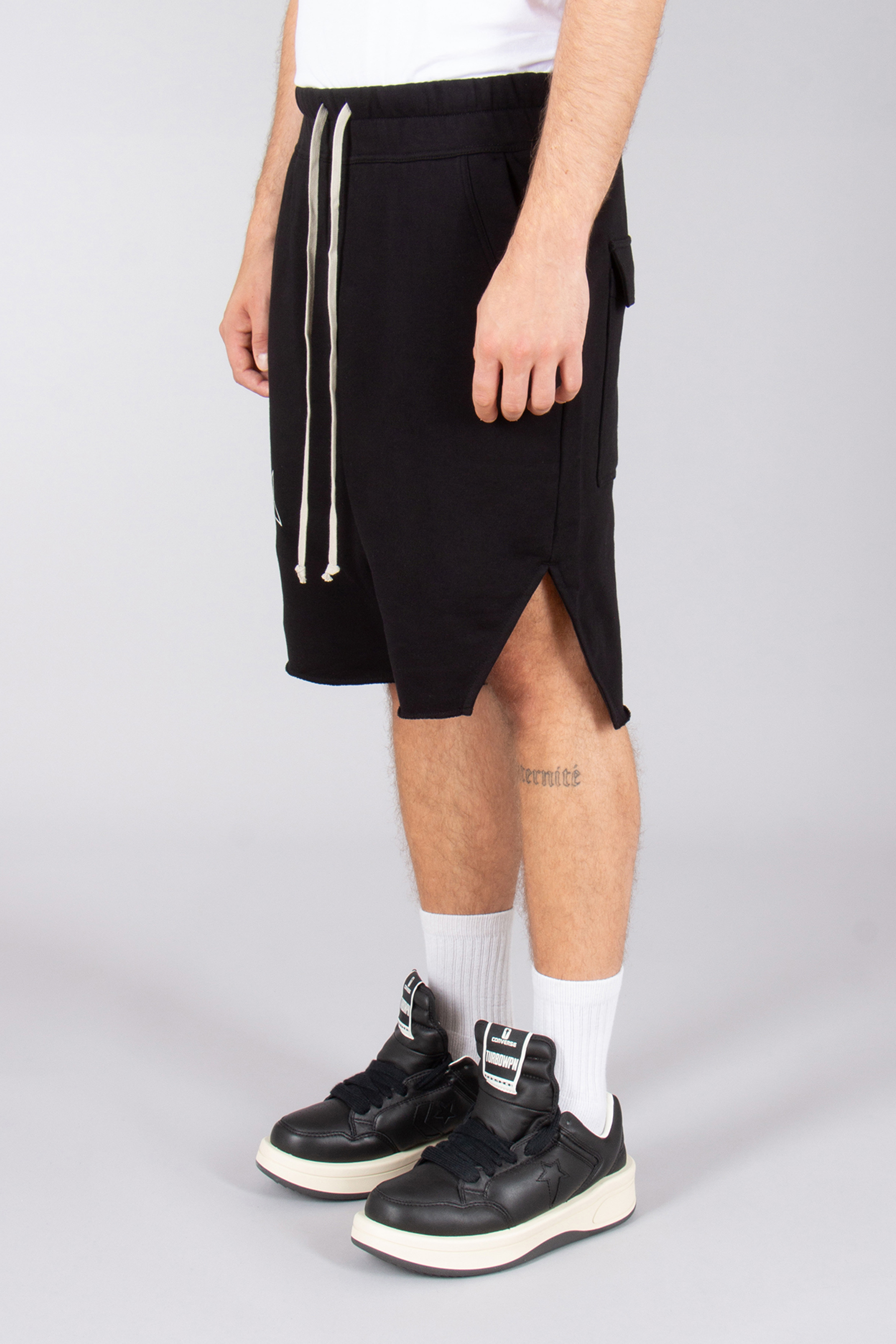 RICK OWENS DRKSHDW X Champion Loose Fit Compact Heavy Cotton Beveled Pods Shorts RICK OWENS DRKSHDW X Champion Loose Fit Compact Heavy Cotton Beveled Pods Shorts