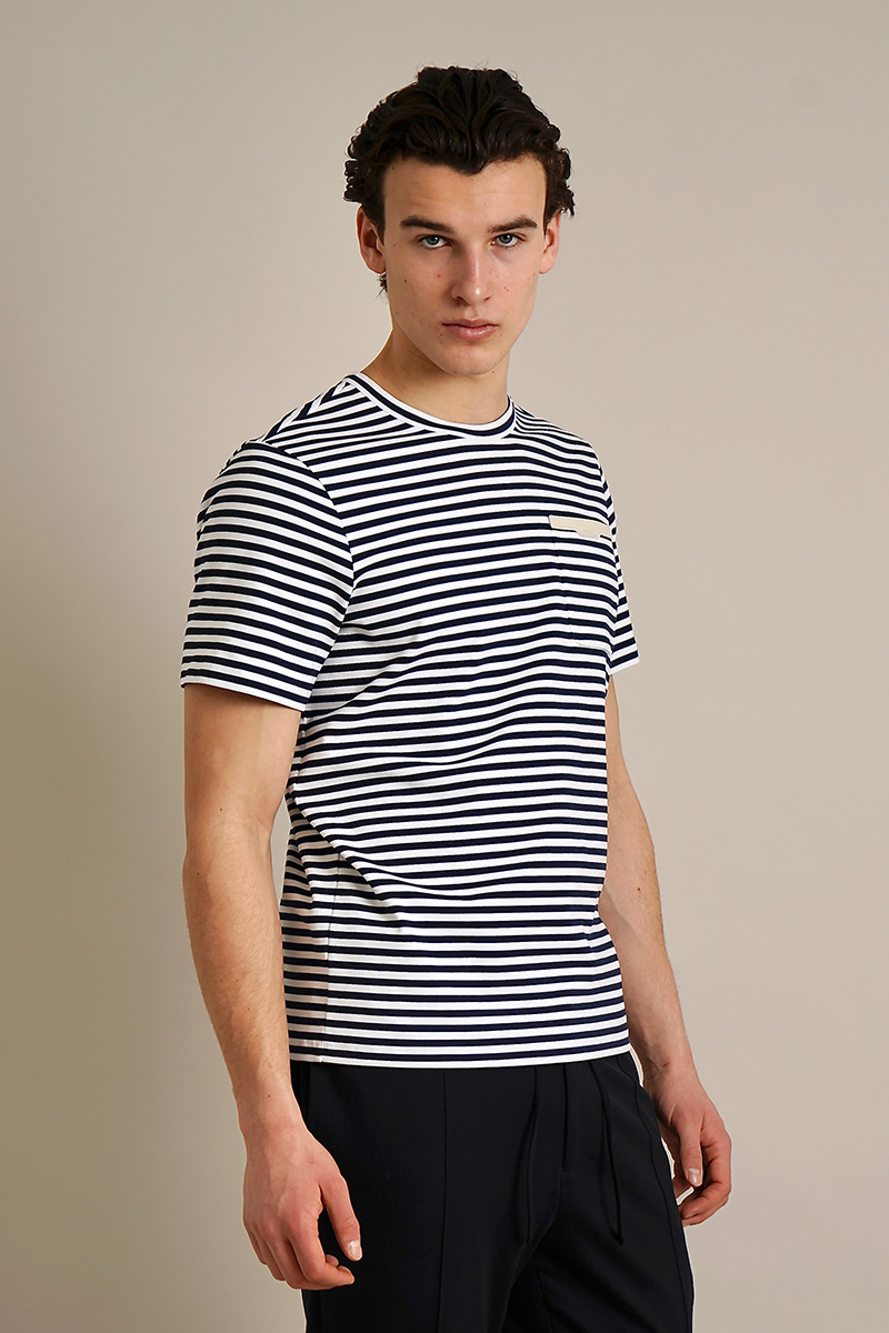 MONCLER Regular Fit Striped Cotton Stretch Jersey T-Shirt