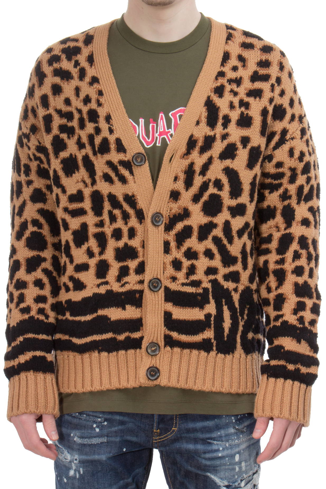 DSQUARED2 Leopard Wool Blend Cardigan DSQUARED2 Leopard Wool Blend Cardigan