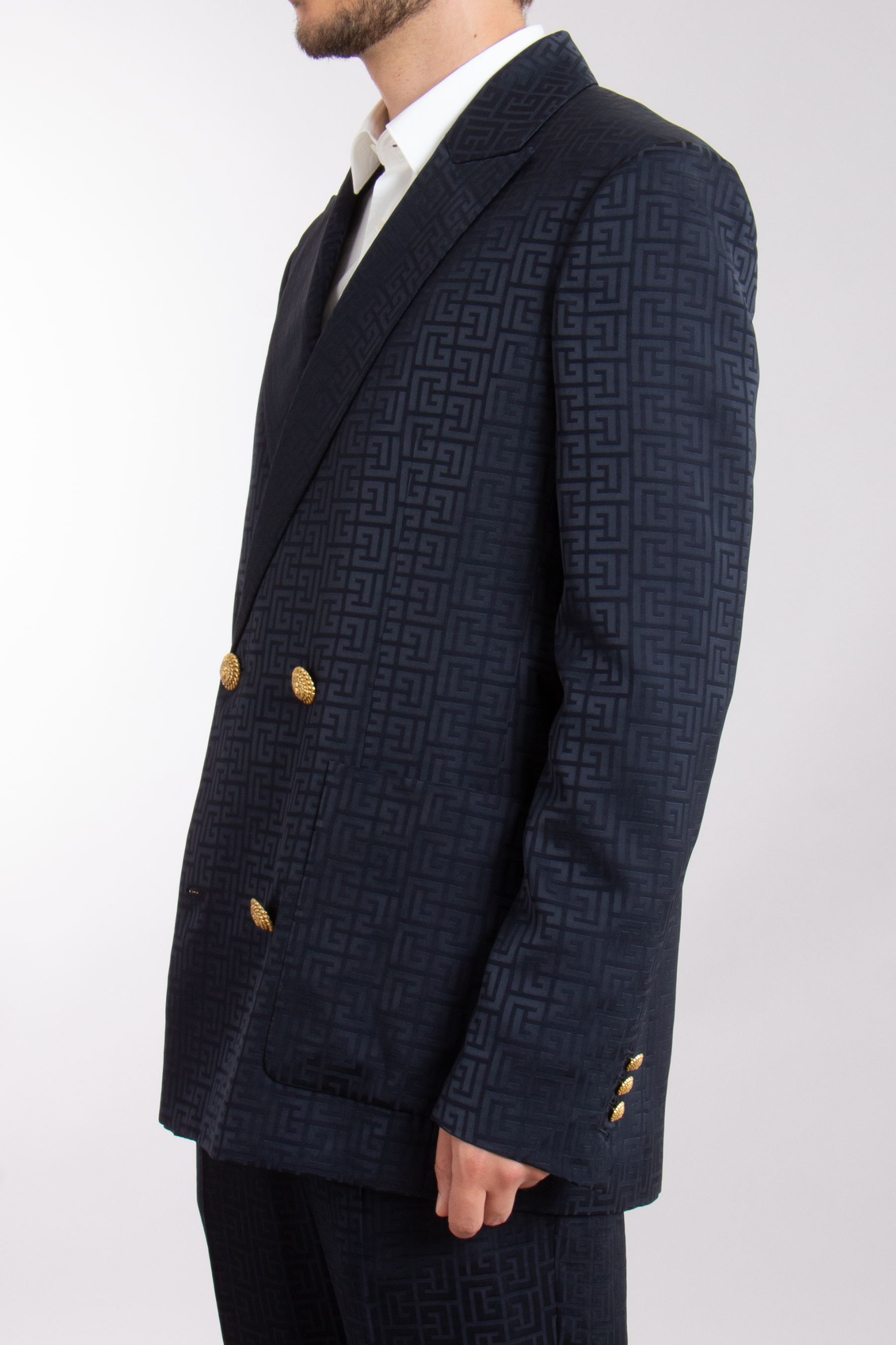 BALMAIN Monogrammed Satin Jacquard Blazer BALMAIN Monogrammed Satin Jacquard Blazer