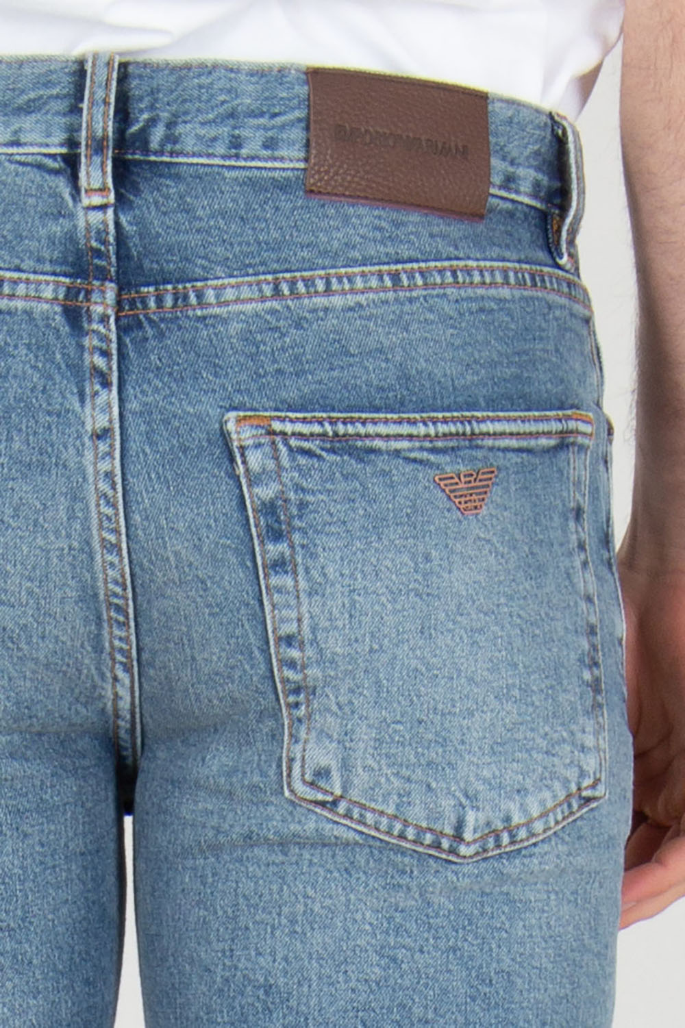 EMPORIO ARMANI Regular Fit Straight Leg Washed Denim Jeans