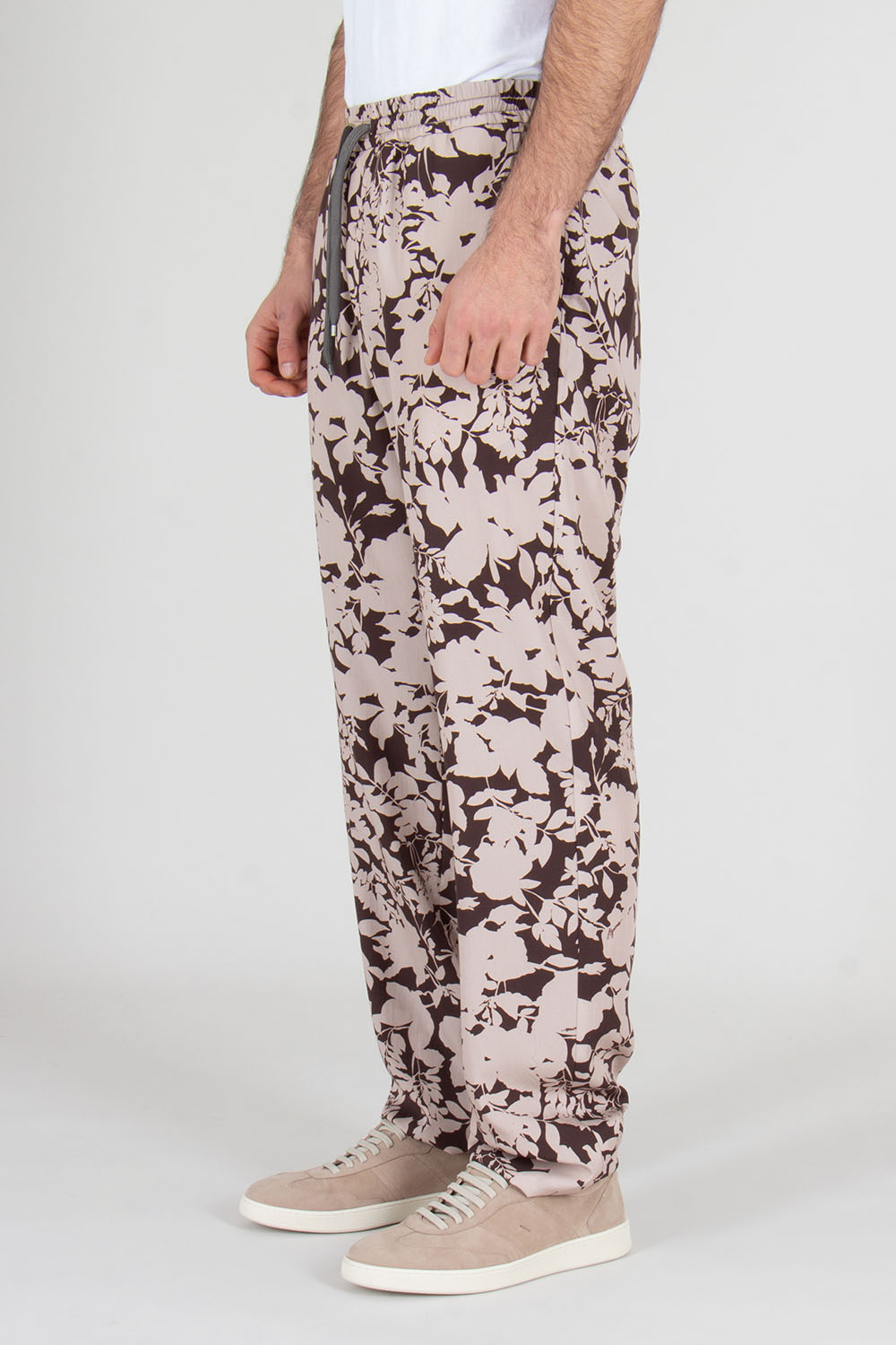 AGNONA Relaxed Fit Floral Pattern Lyocell Drawstring Pants