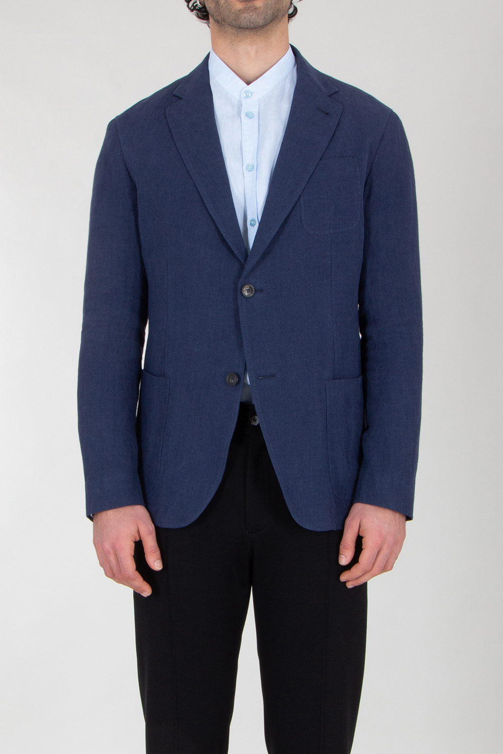 EMPORIO ARMANI Regular Fit Single-breasted Blazer In Washed Linen 