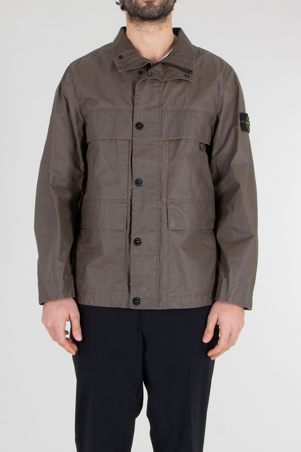 STONE ISLAND Regular Fit Waxed Pigment Cotton Blend Tela Field Jacket