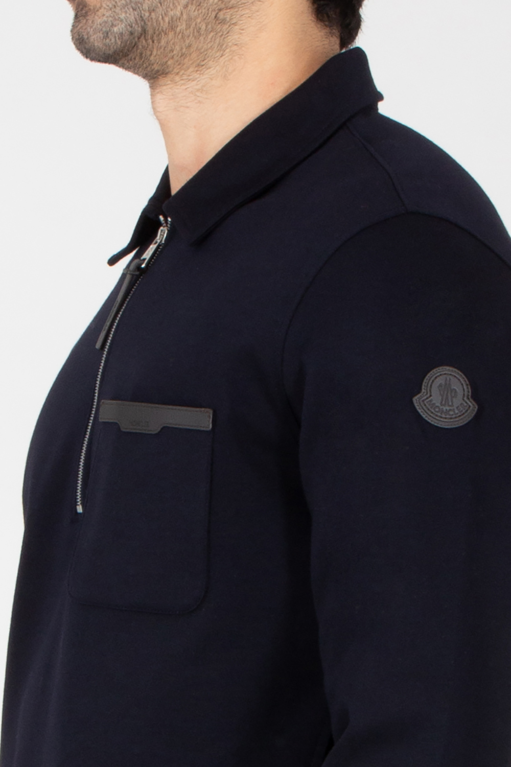 MONCLER Loose Fit Cotton Blend Double Jersey Sweatshirt