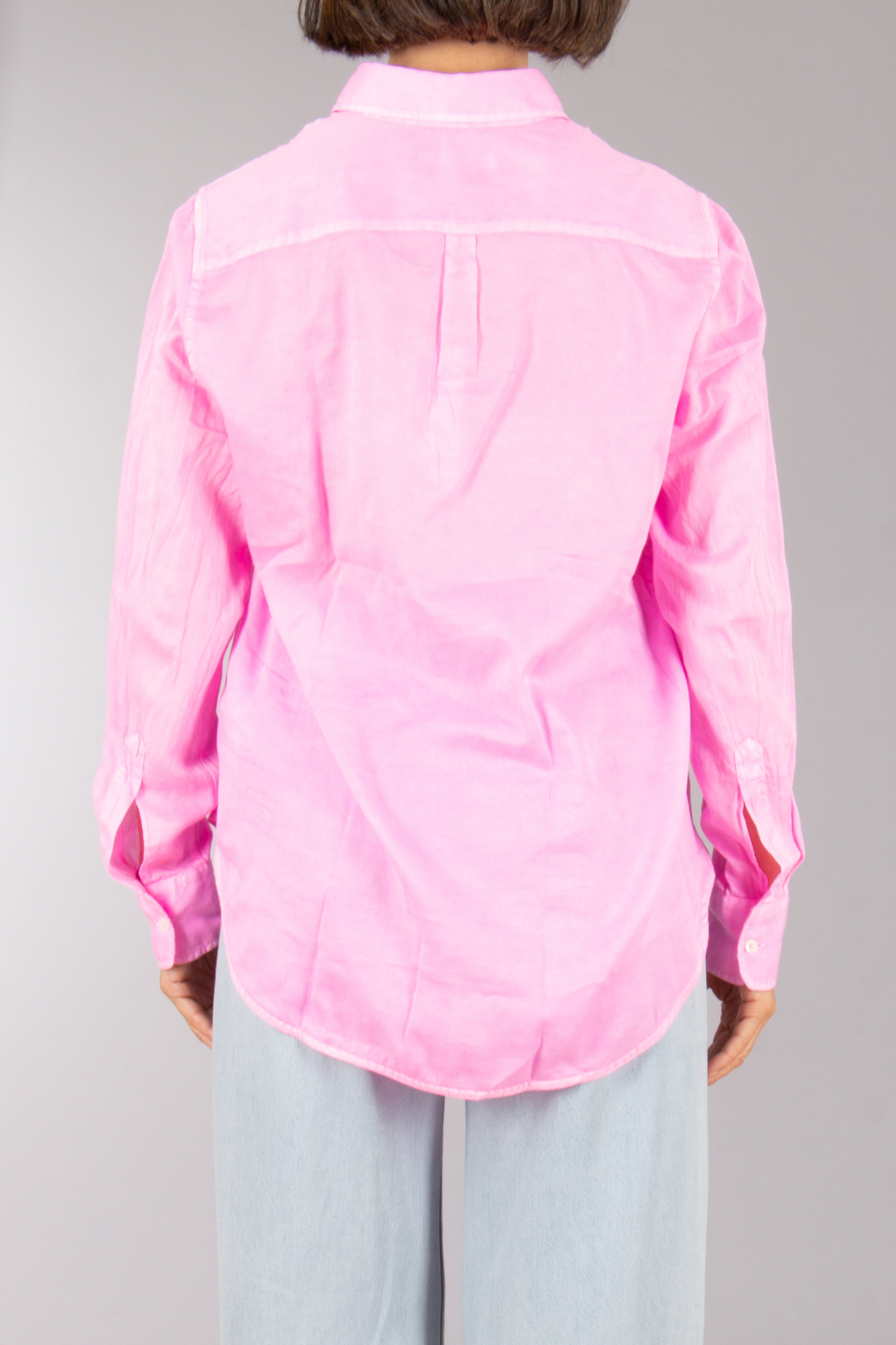 0039 ITALY Slightly Tailored Fit Cotton Blouse Mira Frill Bluse, Mantel, Langarm, Hemd, Laborkittel