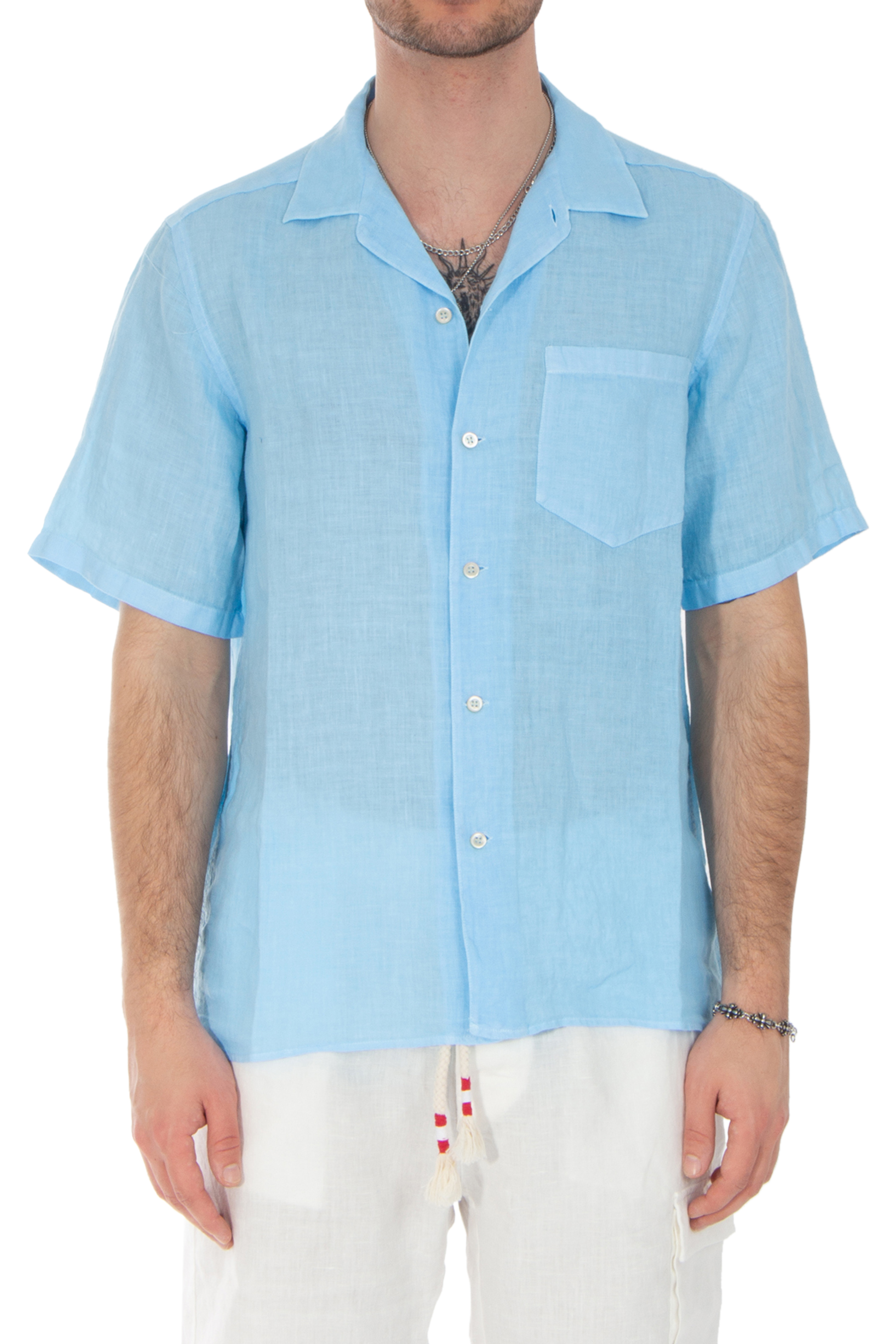 MC 2 SAINT BARTH Regular Fit Linen Short-Sleeve Shirt Sifnos