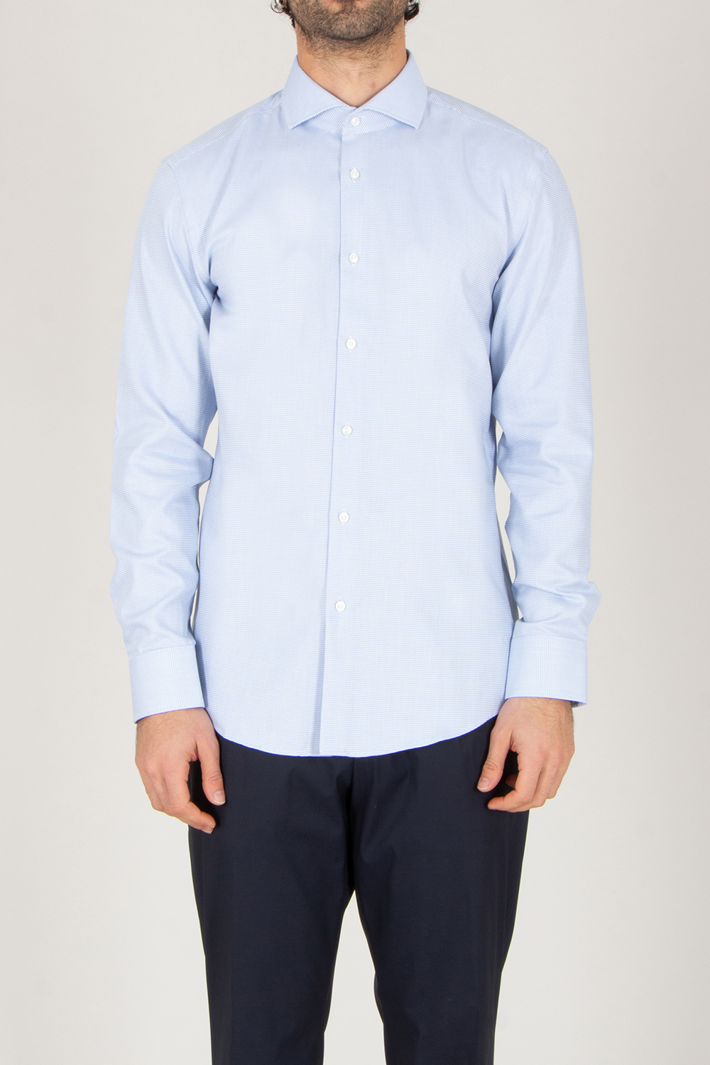 BOSS Slim Fit Micro Pattern Cotton Shirt H-Hank