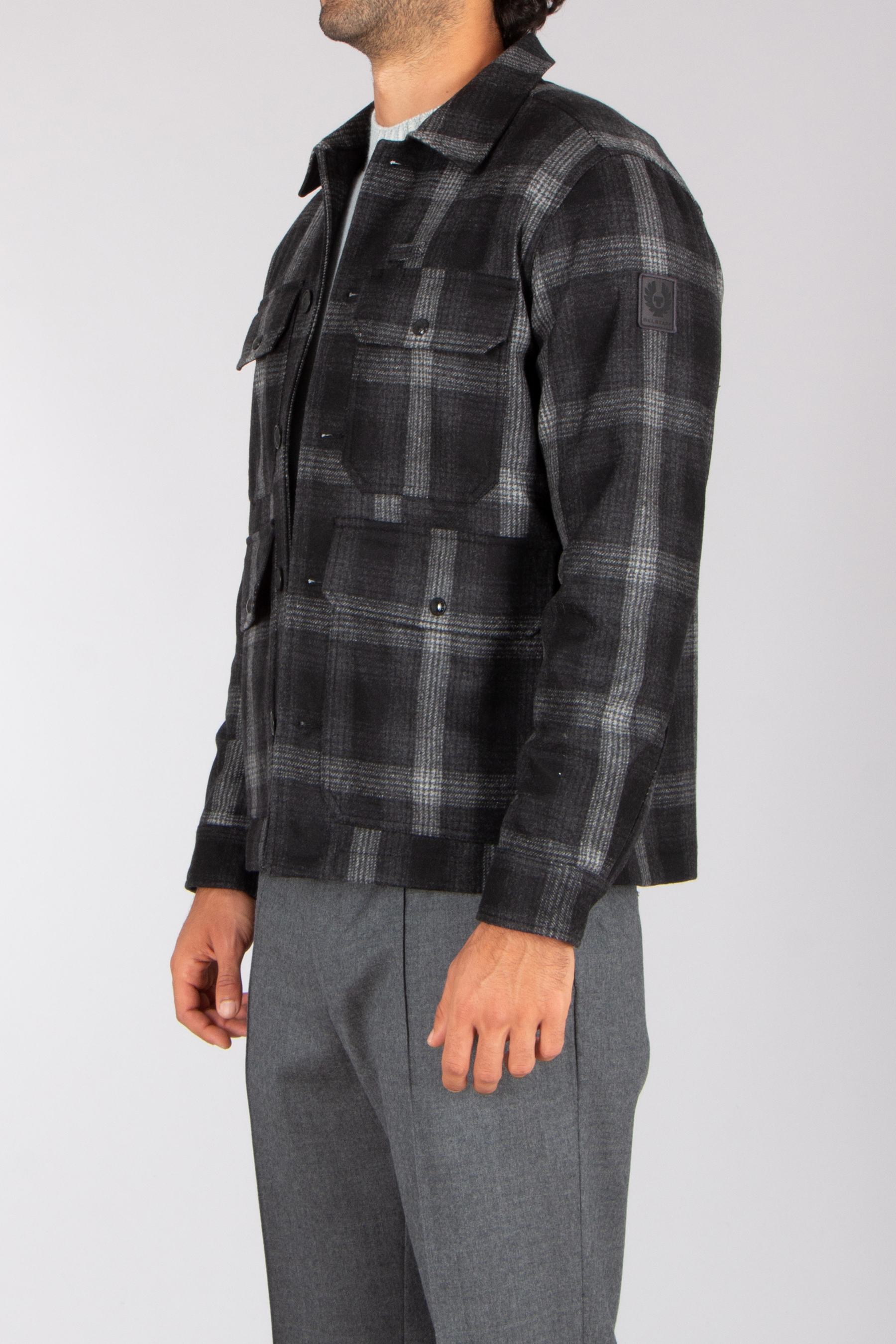 BELSTAFF Regular Fit Checked Wool Blend Overshirt Forge Mantel, Hemd, Hosen, Blazer, Jacke