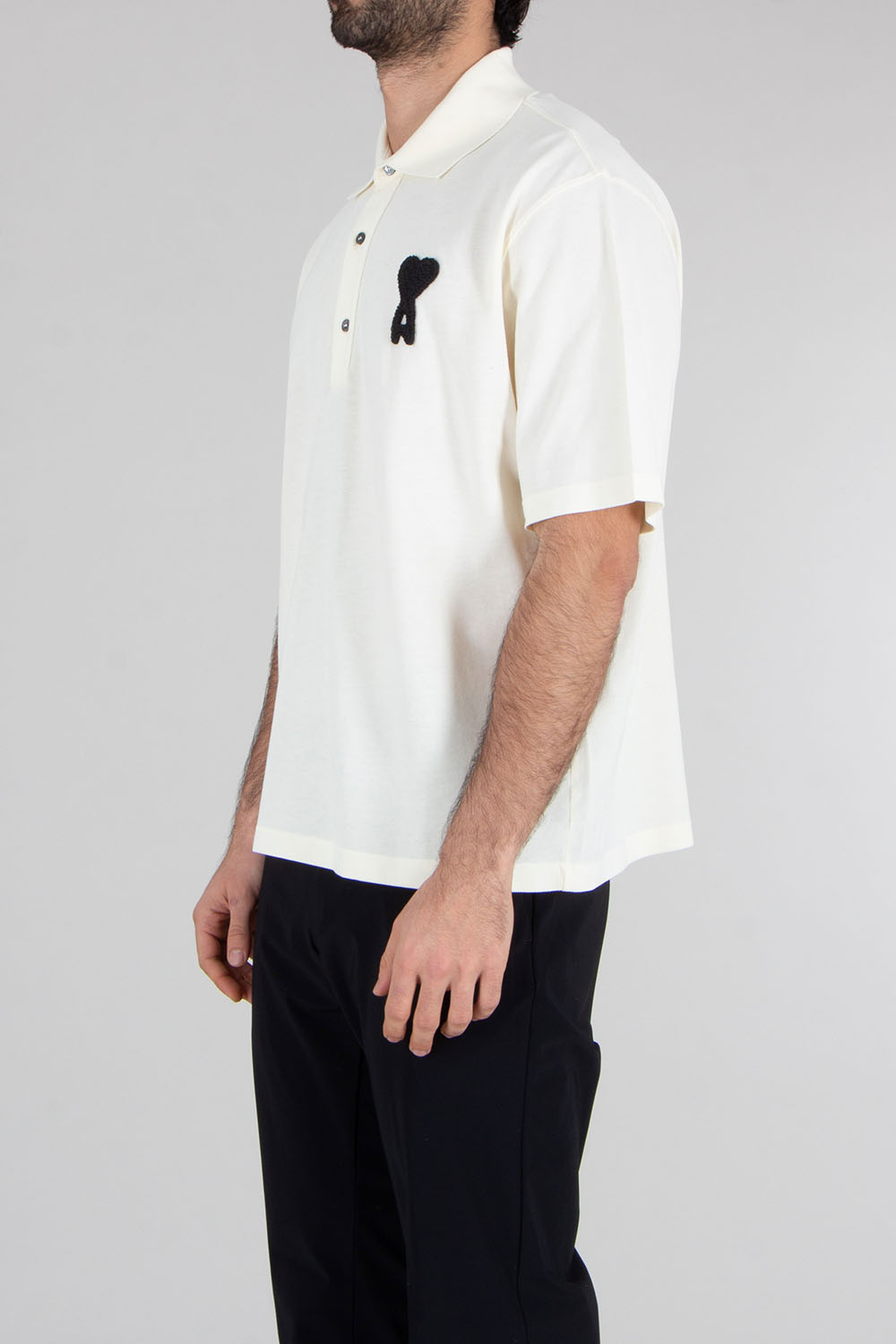AMI PARIS Straight Fit Ami de Coeur Light Cotton Piqué Polo Shirt