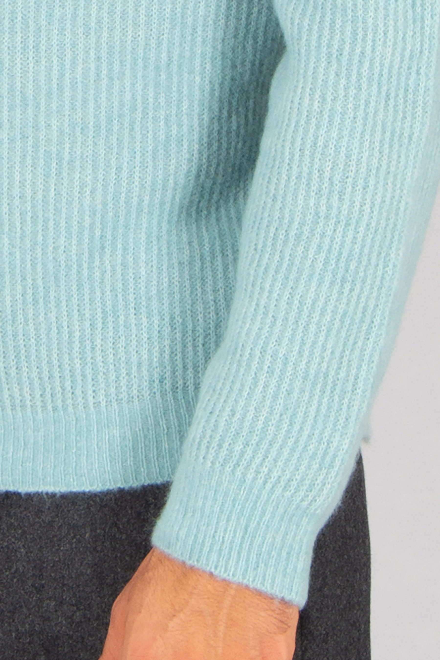 ROBERTO COLLINA Regular Fit Ribbed Cashmere-Silk Blend Crew Neck Sweater Strickwaren, Pullover, Langarm, Ärmel, Socke