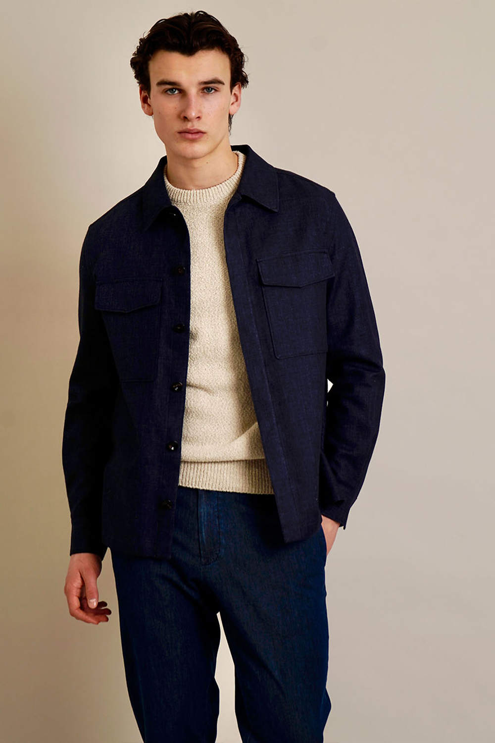 AGNONA Regular Fit Linen Overshirt