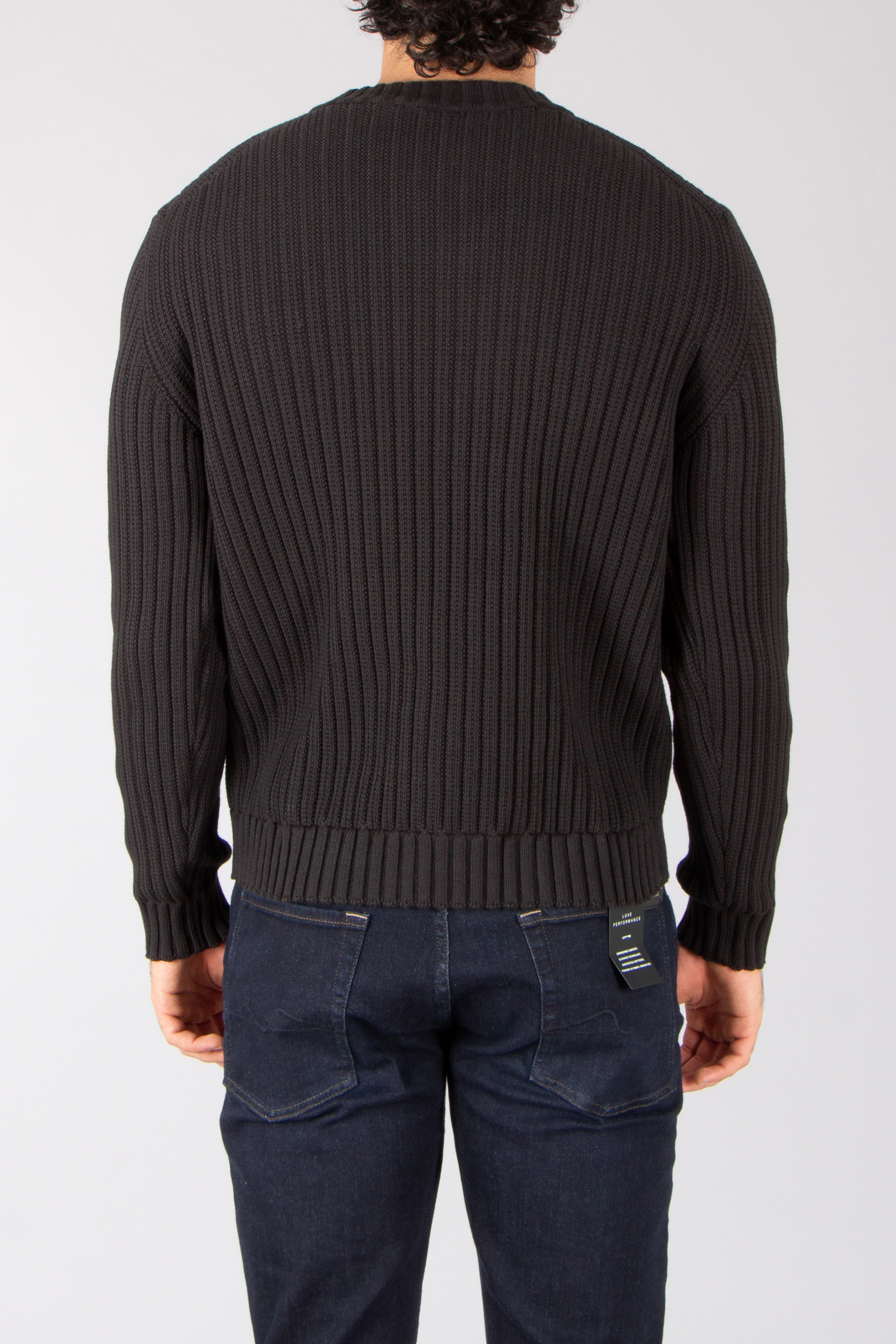 HUGO Regular Fit Ribbed Cotton Crew Neck Sweater Scribben Bekleidung, Strickwaren, Pullover