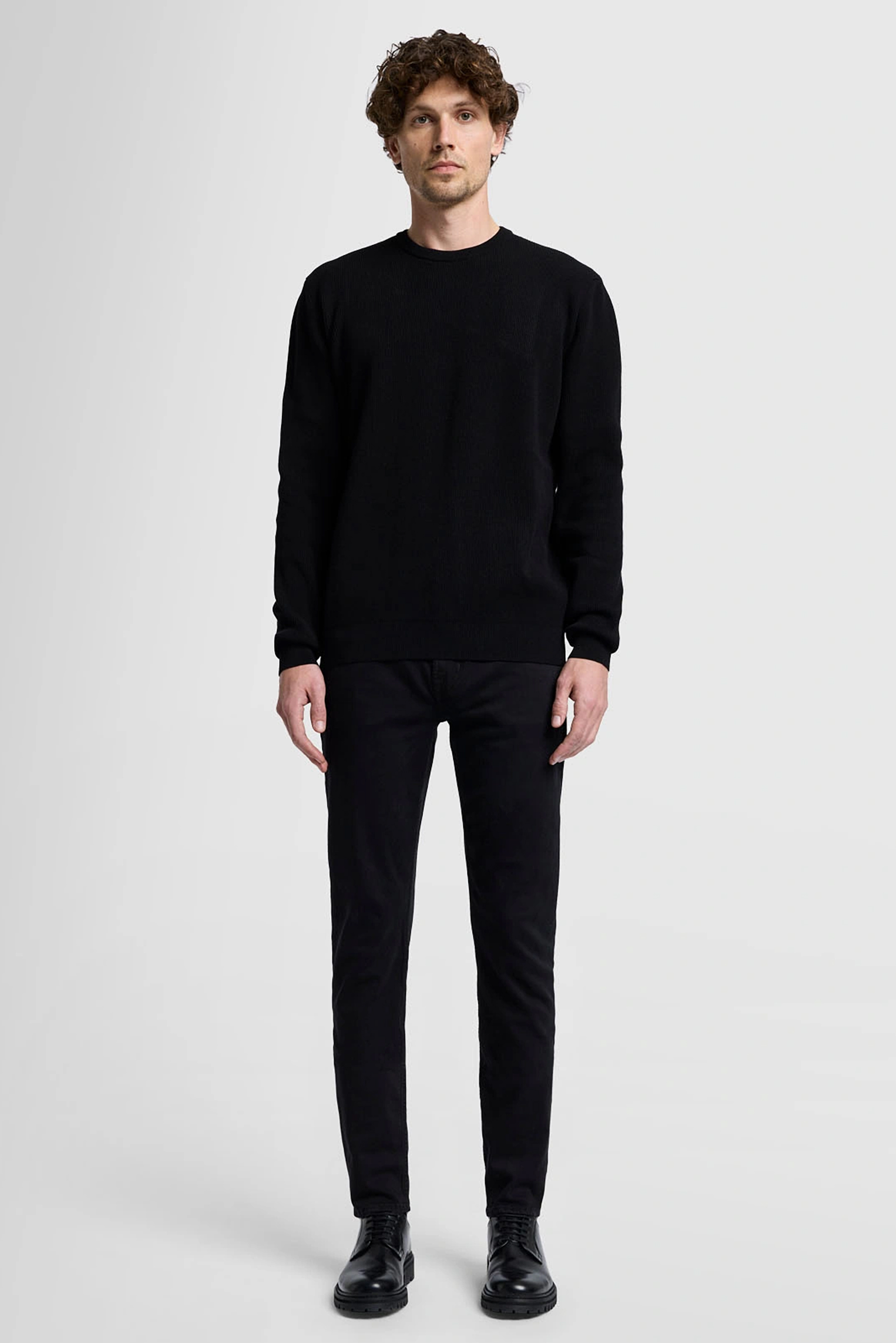 7 FOR ALL MANKIND Slim Tapered Fit Luxe Performance Plus Black Denim Jeans Slimmy Tapered Langarm, Erwachsener, Männlich, Mann, Person