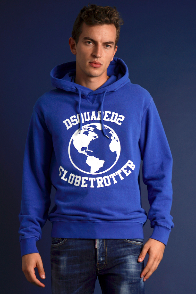 DSQUARED2 Globetrotter Print Cotton Jersey Hoodie