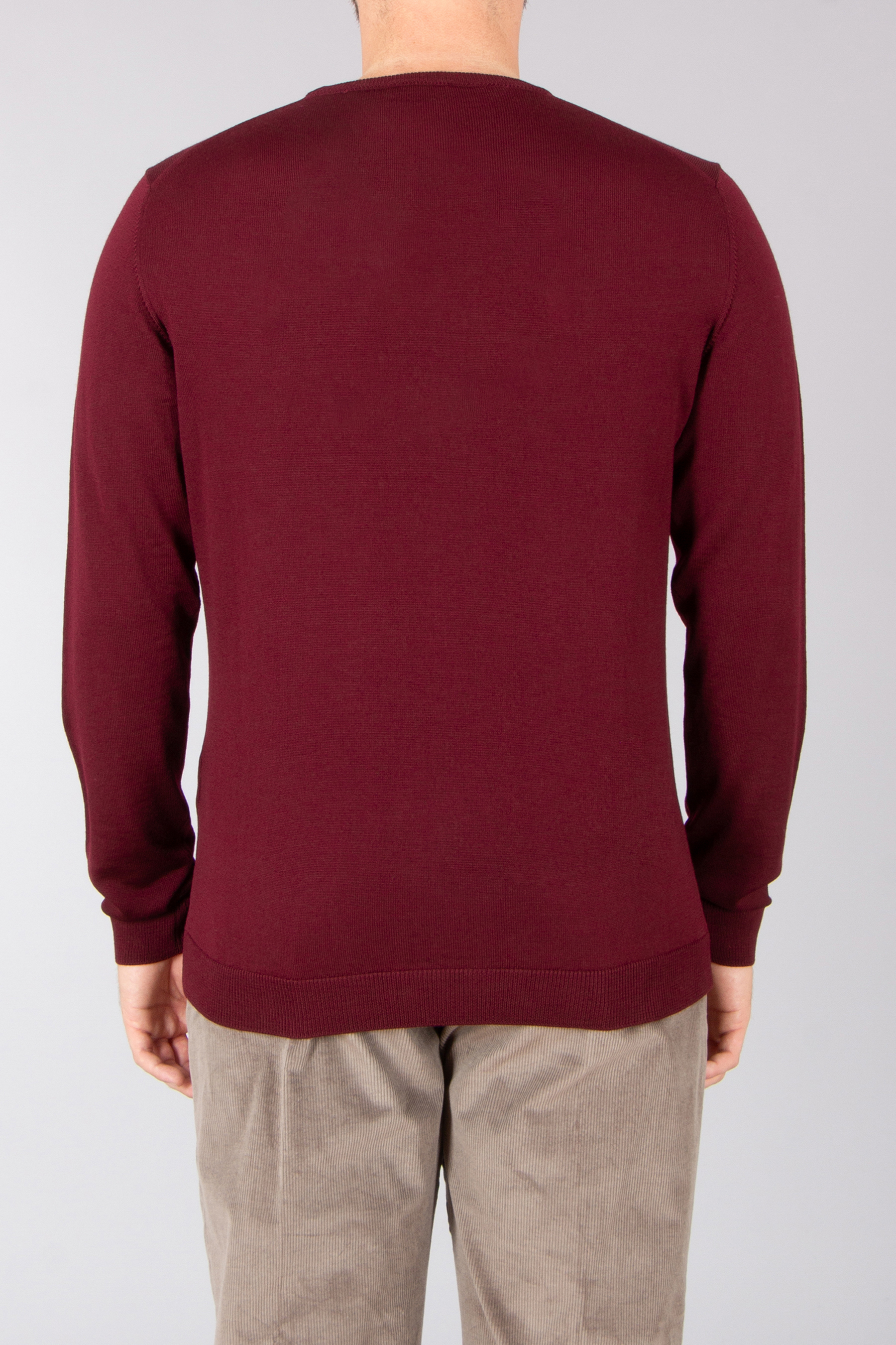 ROBERTO COLLINA Regular Fit Extra-Fine Wool Crew Neck Sweater Langarm, Ärmel, Strickwaren, Pullover, Kastanienbraun