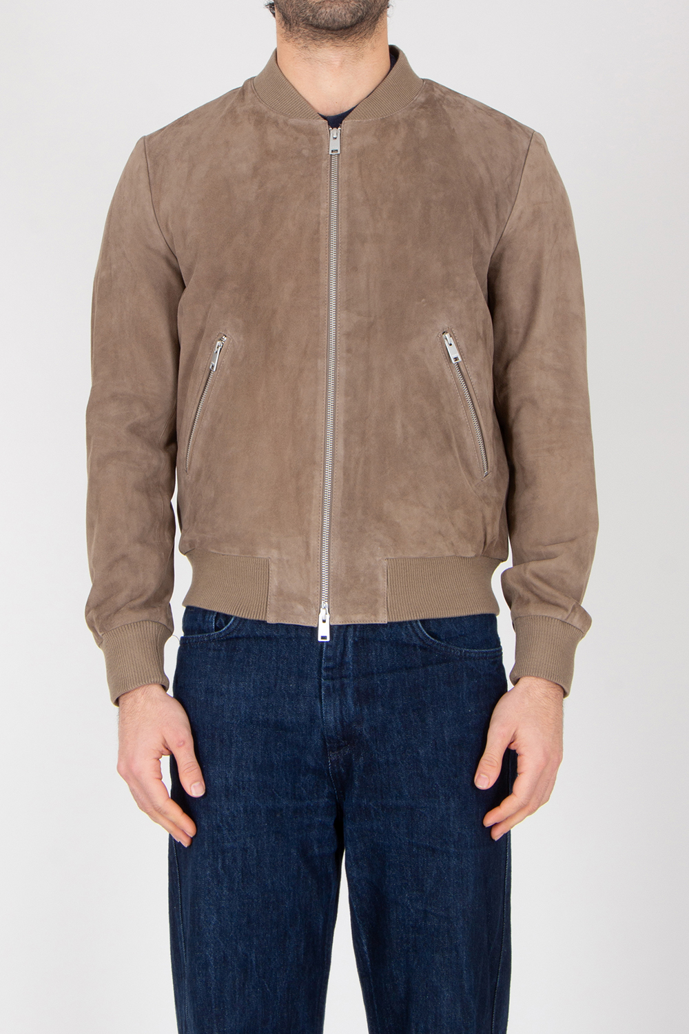ARMA Regular Fit Goat Suede Bomber Jacket Didier