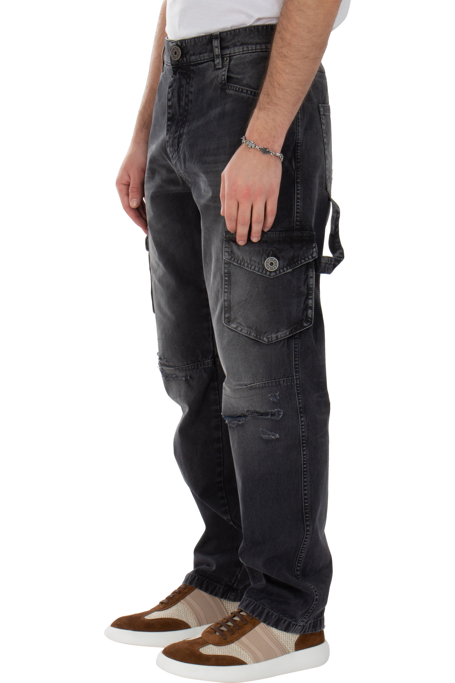 BALMAIN Used-Look Cotton Denim Cargo Pants BALMAIN Used-Look Cotton Denim Cargo Pants