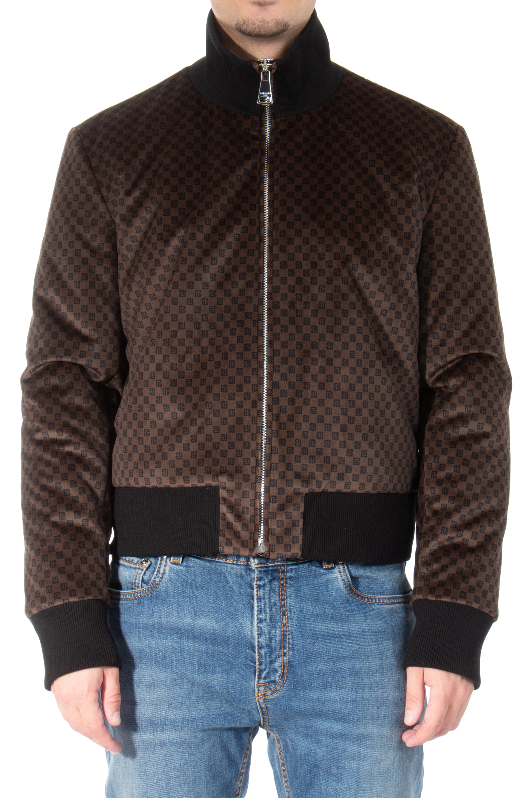 BALMAIN Monogrammed Velvet Bomber Jacket BALMAIN Monogrammed Velvet Bomber Jacket