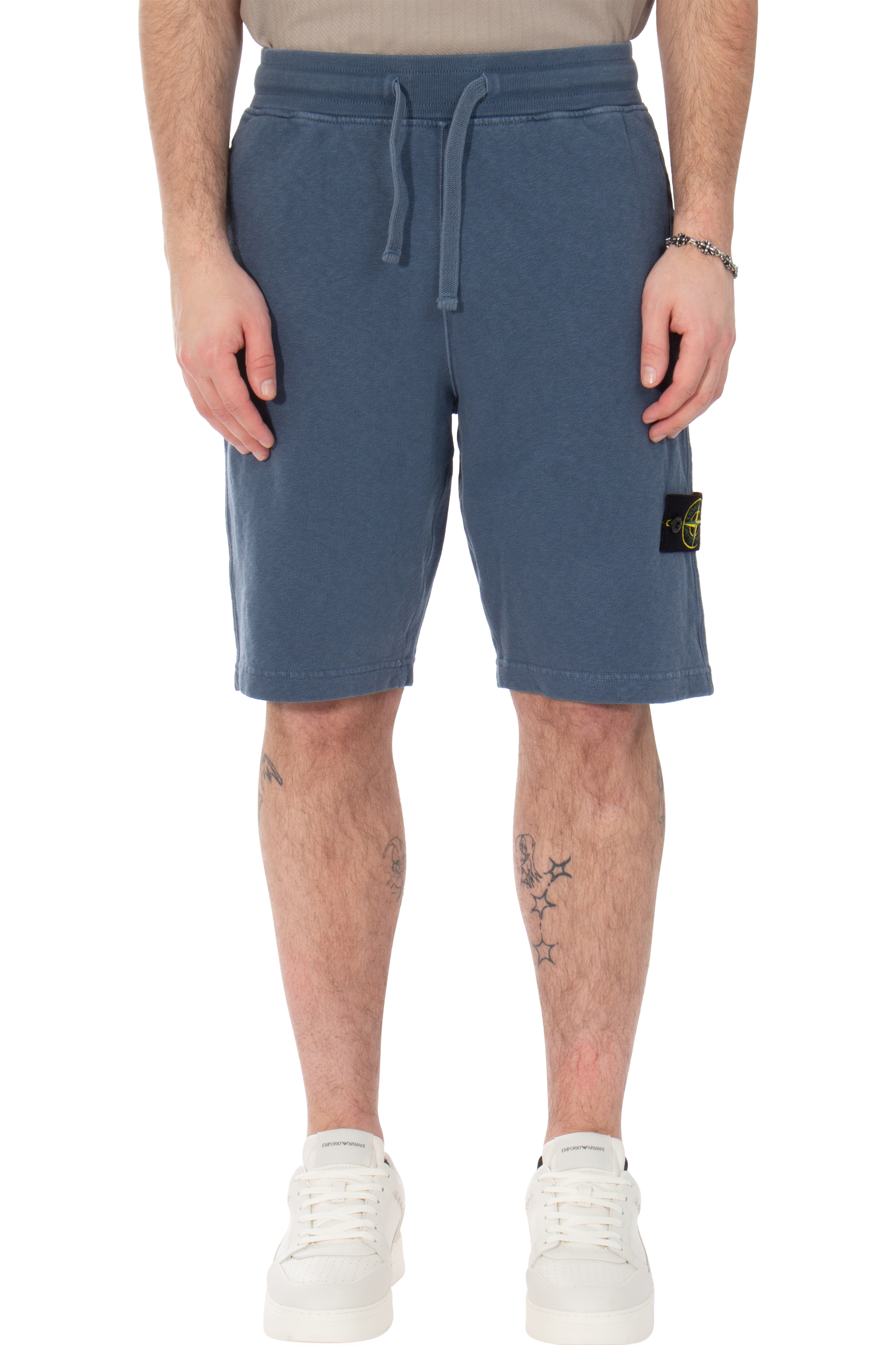 STONE ISLAND Old Effect Cotton Shorts