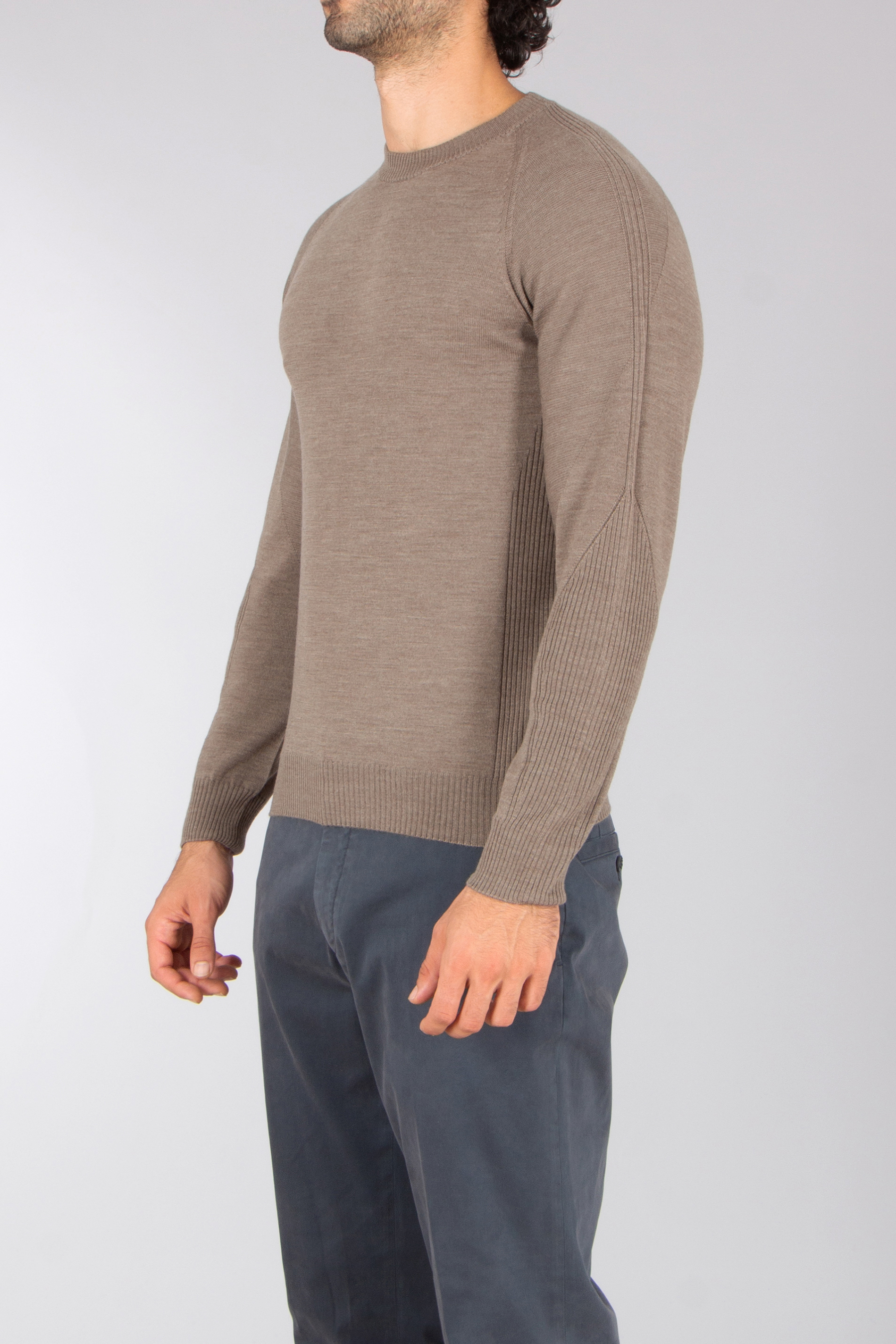 SEASE Regular Fit Virgin Wool Whole Round Neck Sweater Langarm, Strickwaren, Pullover, Mann, Person