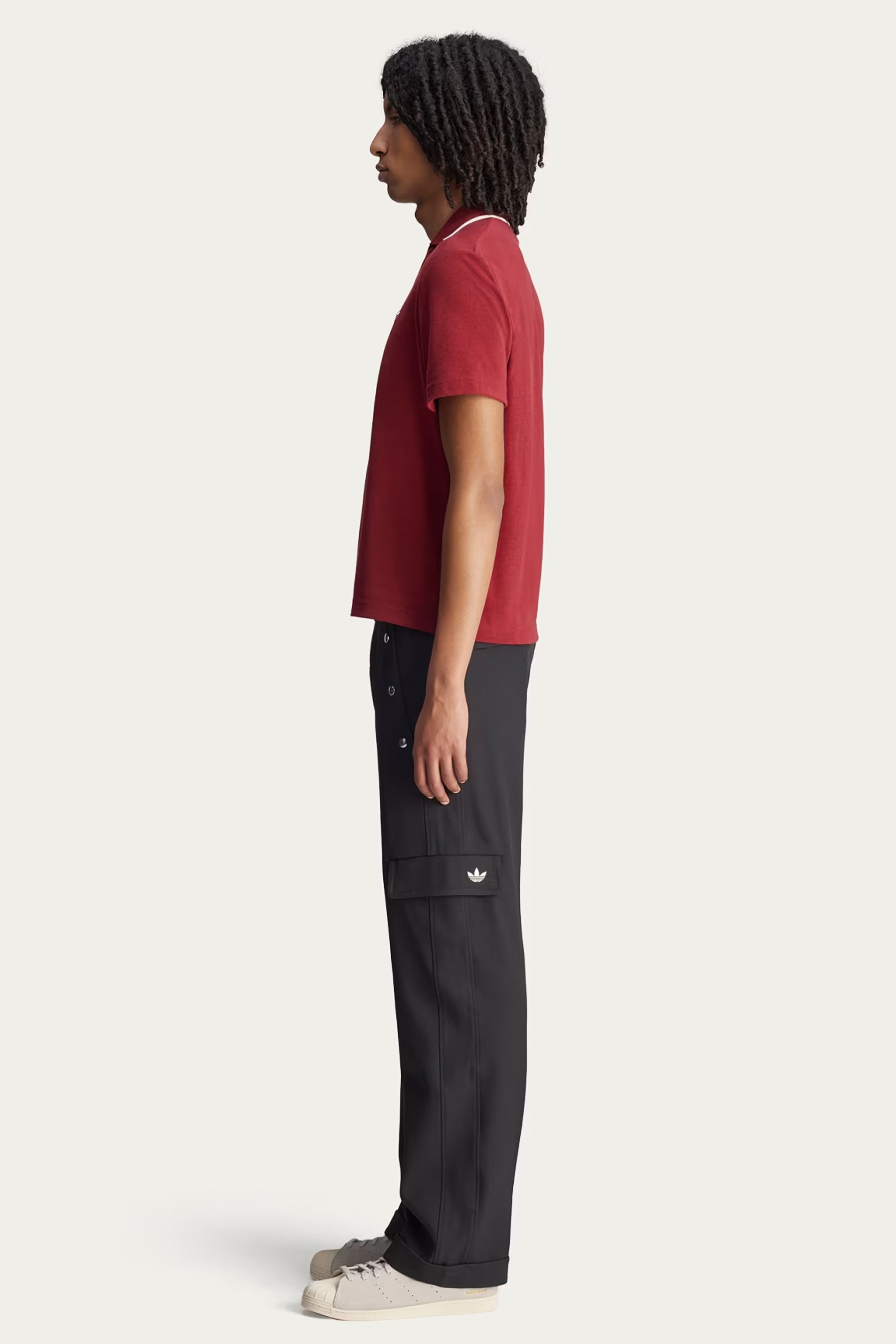ADIDAS X Wales Bonner Regular Fit Cotton Blend Terry Polo Shirt Person, Stehend, Kleidung, Hosen, Ärmel