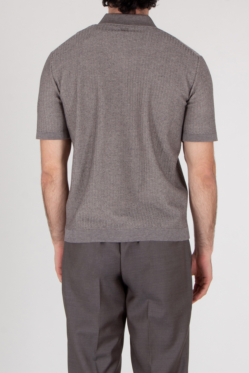 AGNONA Textured Knit Cotton Silk Polo Shirt