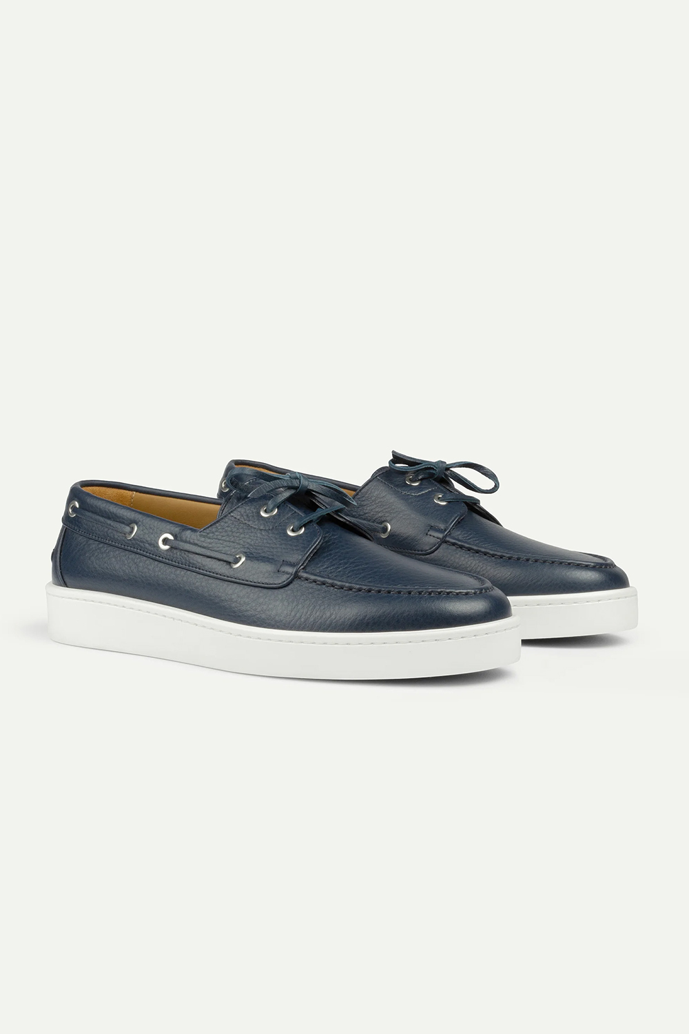 AURÉLIEN Navy Grain Boat Sneakers