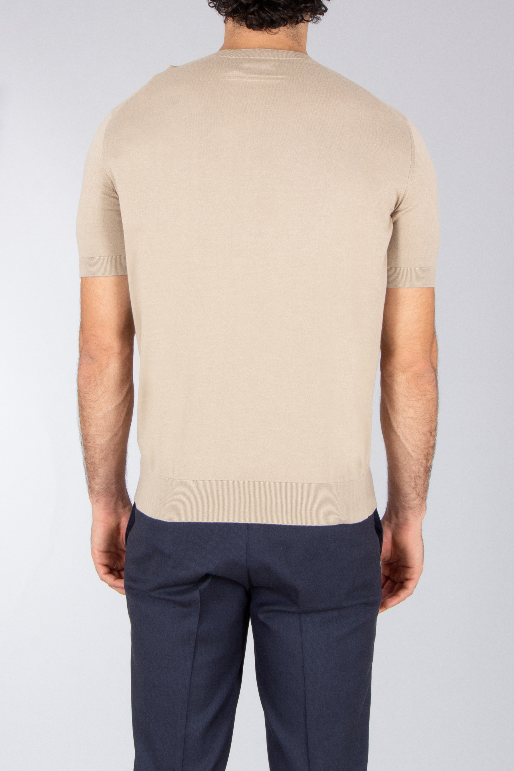 ZEGNA Regular Fit Premium Cotton Knit T-Shirt Leinen, T-shirt, Erwachsener, Mann, Person