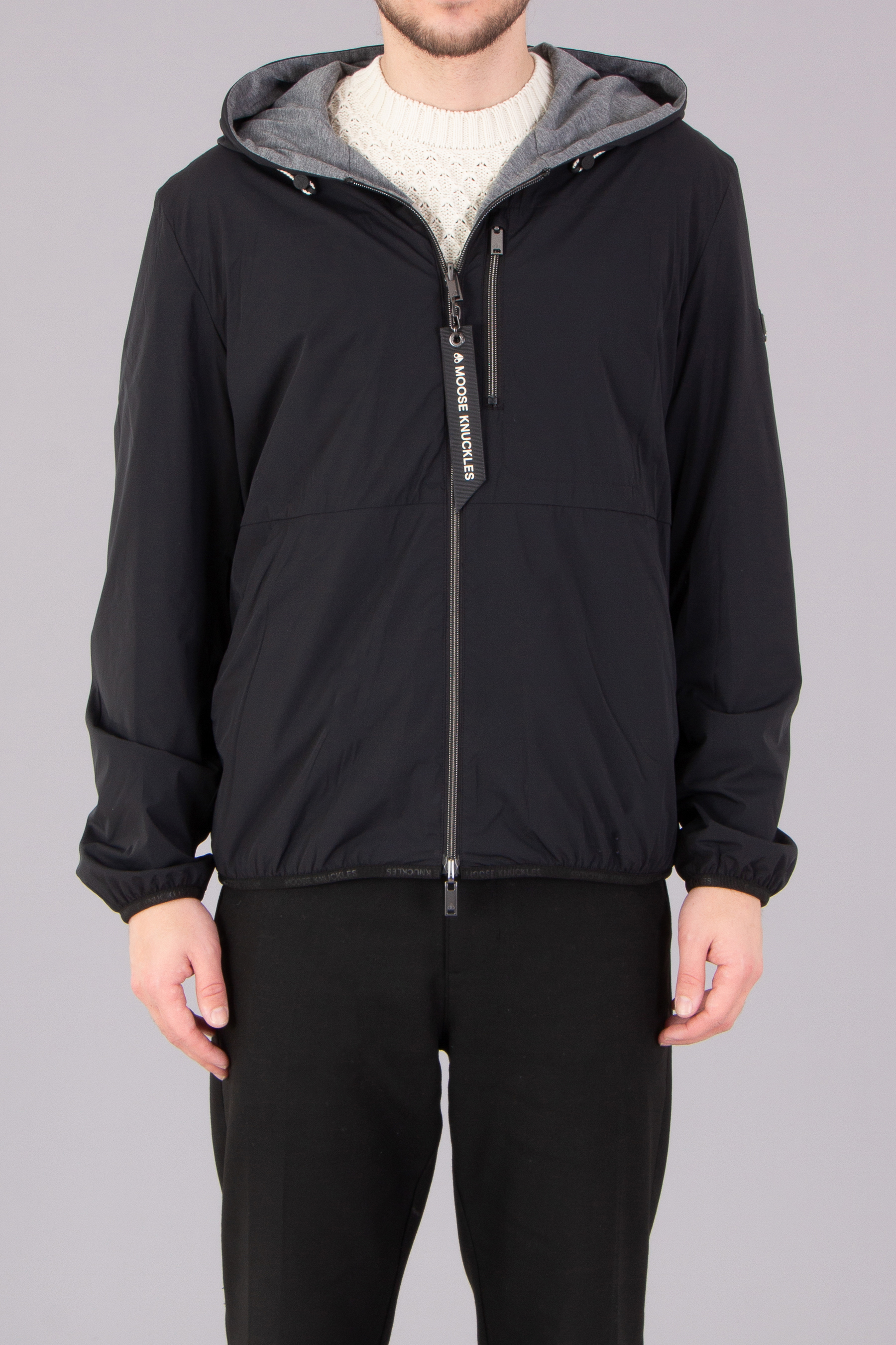MOOSE KNUCKLES Reversible Stretch Nylon & Jersey Dominion Packable Jacket