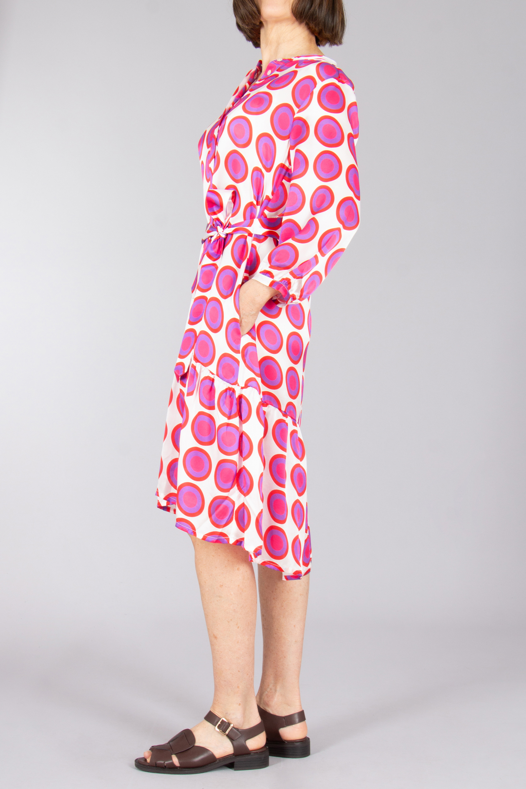 0039 ITALY Printed Silk Dress Milo Kleid, Erwachsener, Weiblich, Person, Frau