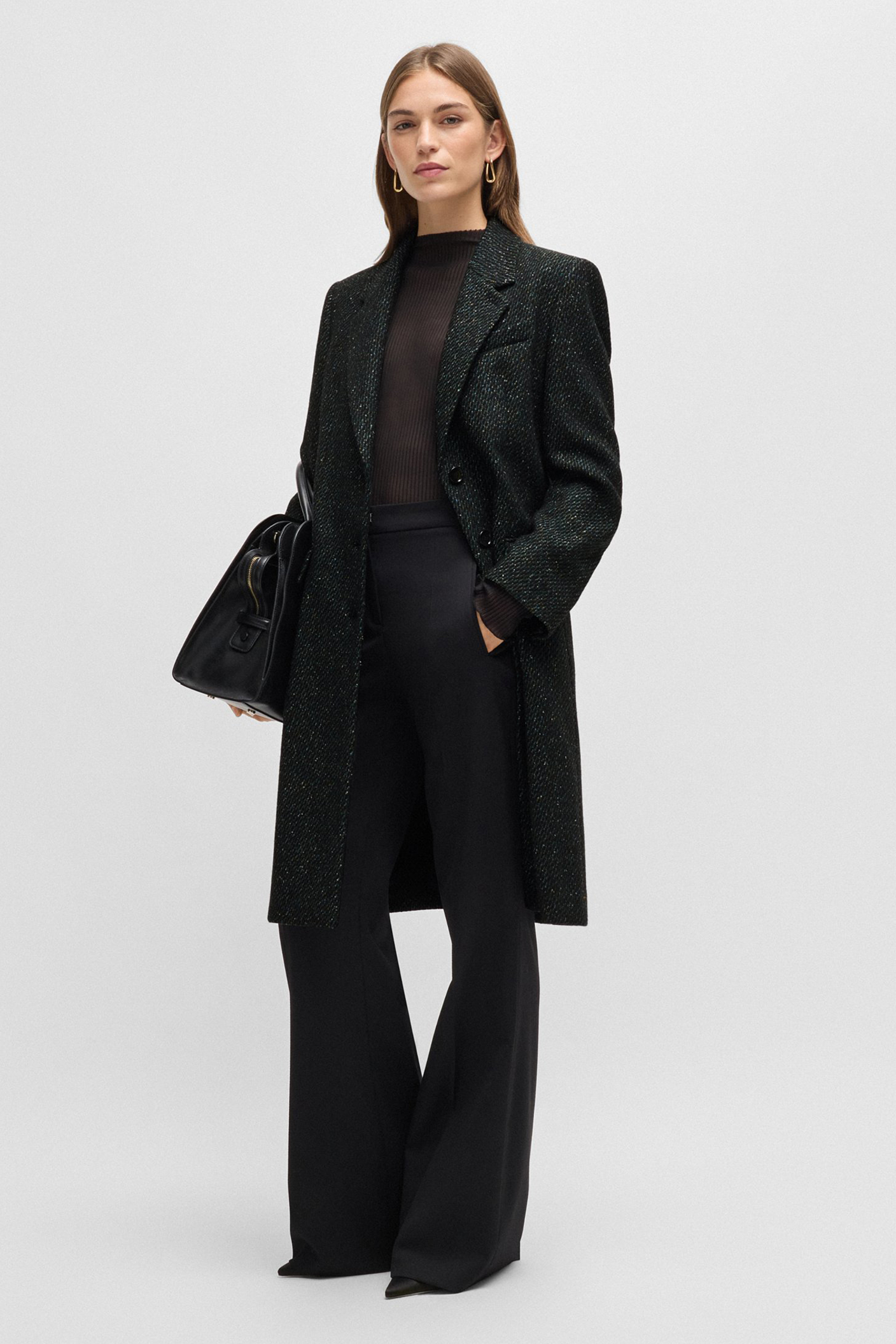 BOSS Structured Wool-Silk Blend Coat Catara BOSS Structured Wool-Silk Blend Coat Catara