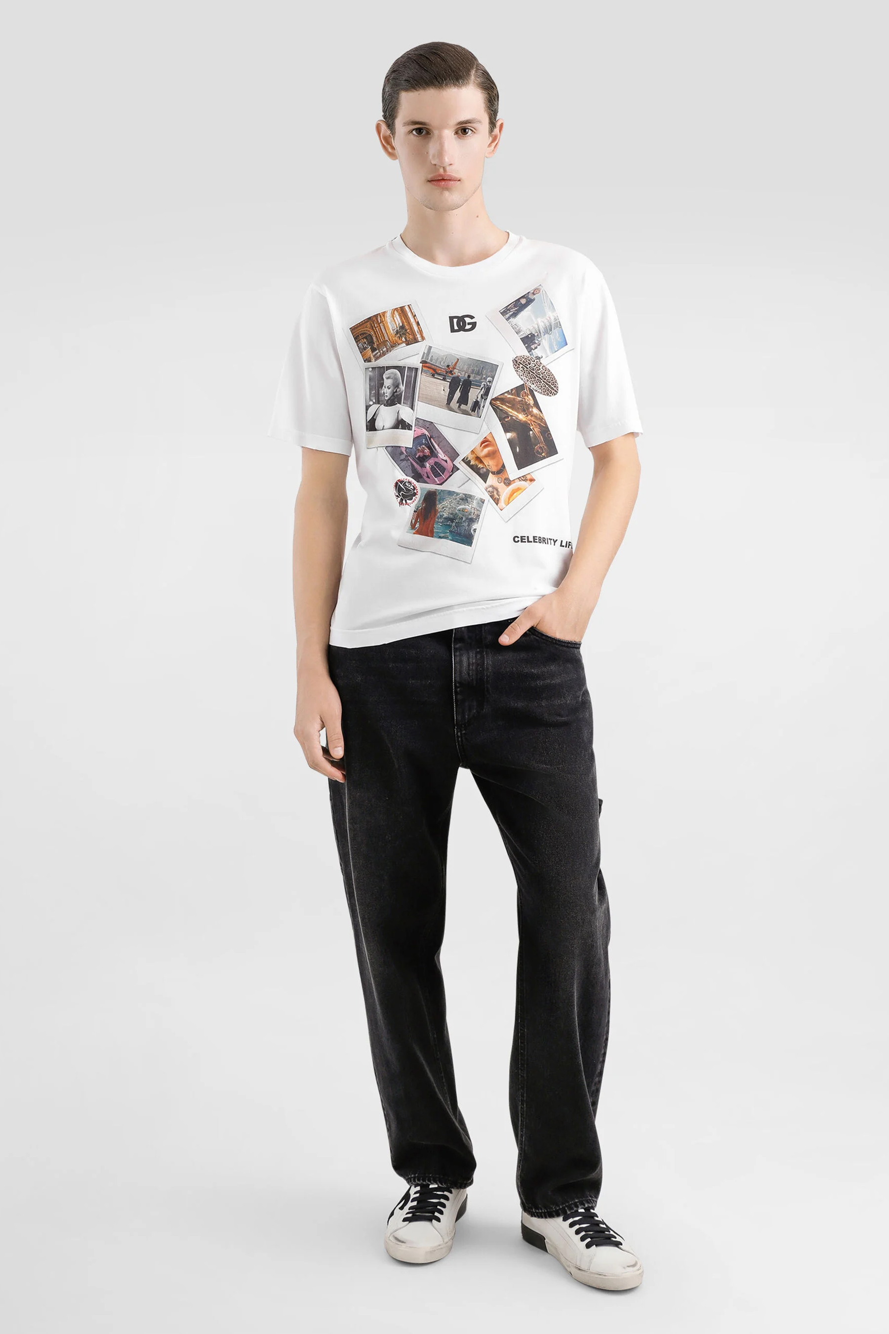 DOLCE & GABBANA Regular Fit Postcard Print Cotton Jersey T-Shirt DOLCE & GABBANA Regular Fit Postcard Print Cotton Jersey T-Shirt