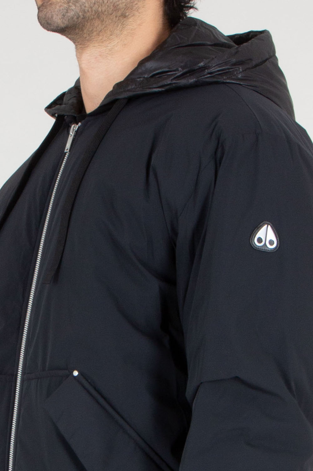 MOOSE KNUCKLES Relaxed Fit 2-in-1 Nylon Stretch Down Brixton Bomber Jacke