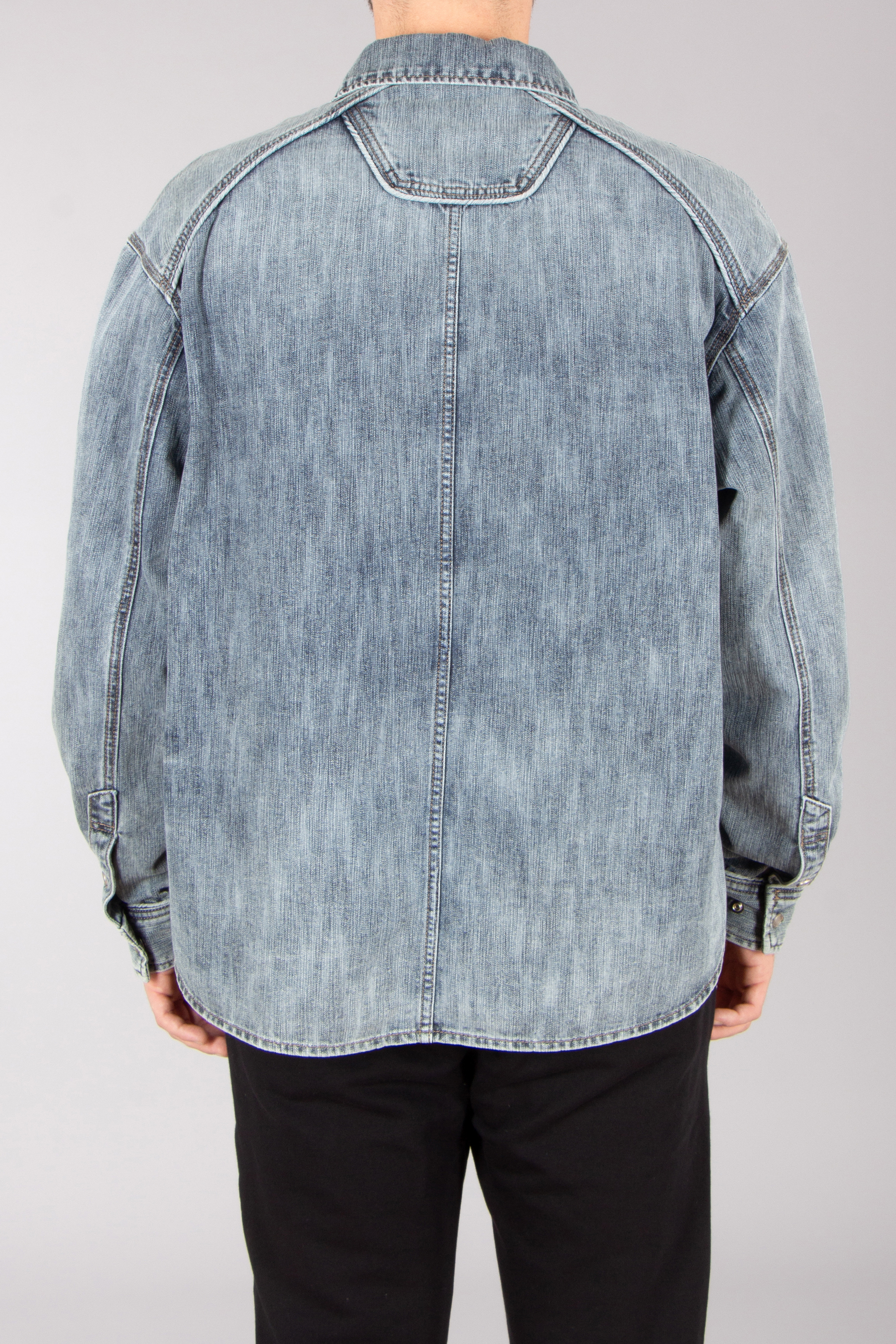 JUUN.J Loose Fit Domingo Wash Cotton Blend Denim Overshirt JUUN.J Loose Fit Domingo Wash Cotton Blend Denim Overshirt