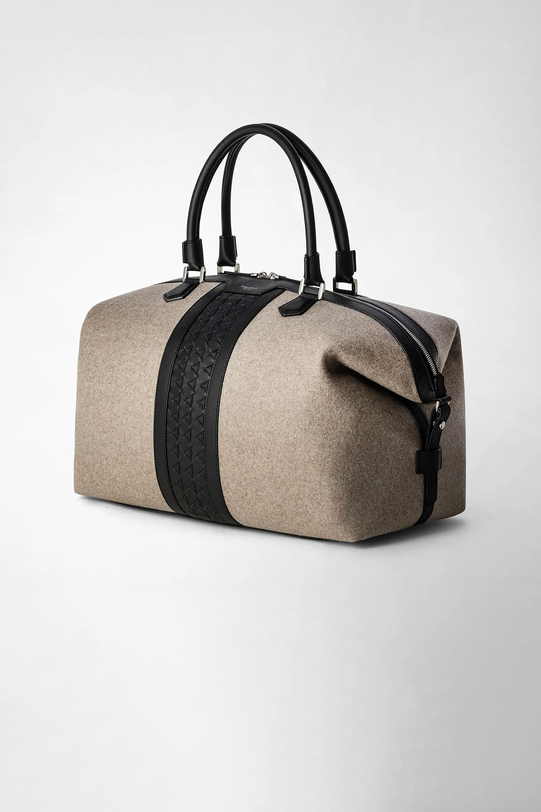 SERAPIAN Wool & Mosaico Leather Travel Bag SERAPIAN Wool & Mosaico Leather Travel Bag
