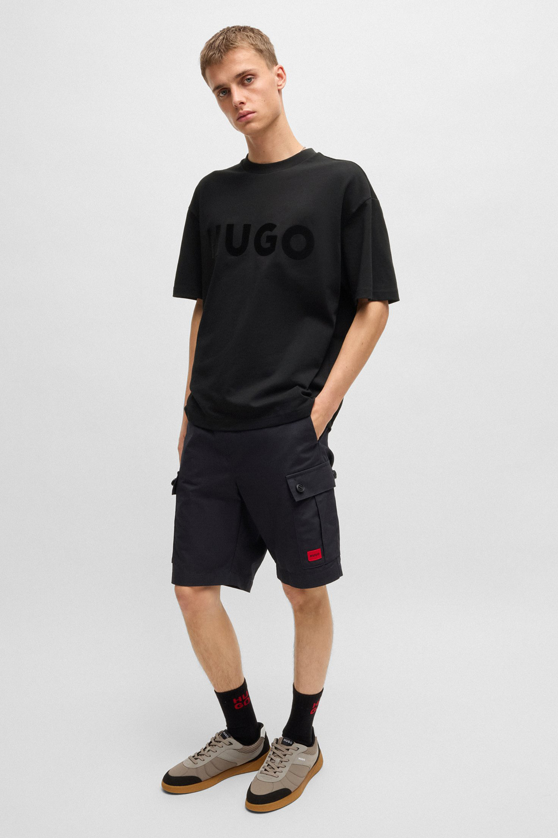 HUGO Oversized Printed Cotton Jersey T-Shirt Dinkee HUGO Oversized Printed Cotton Jersey T-Shirt Dinkee