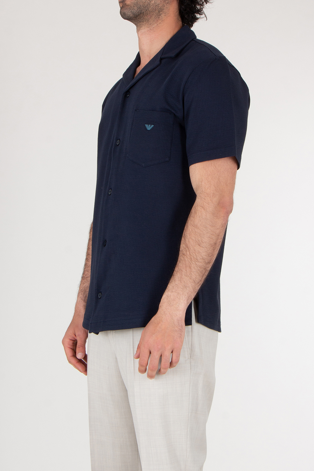 EMPORIO ARMANI Striped Seersucker Short Sleeve Shirt
