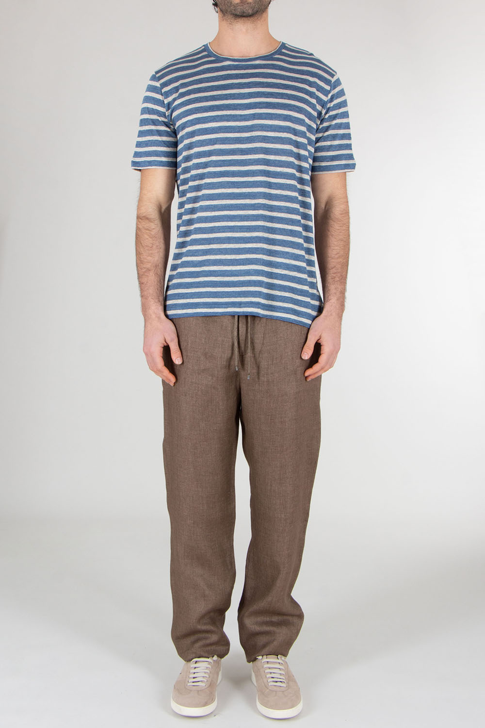STEFAN BRANDT Regular Fit Striped Linen Jersey T-Shirt Enno
